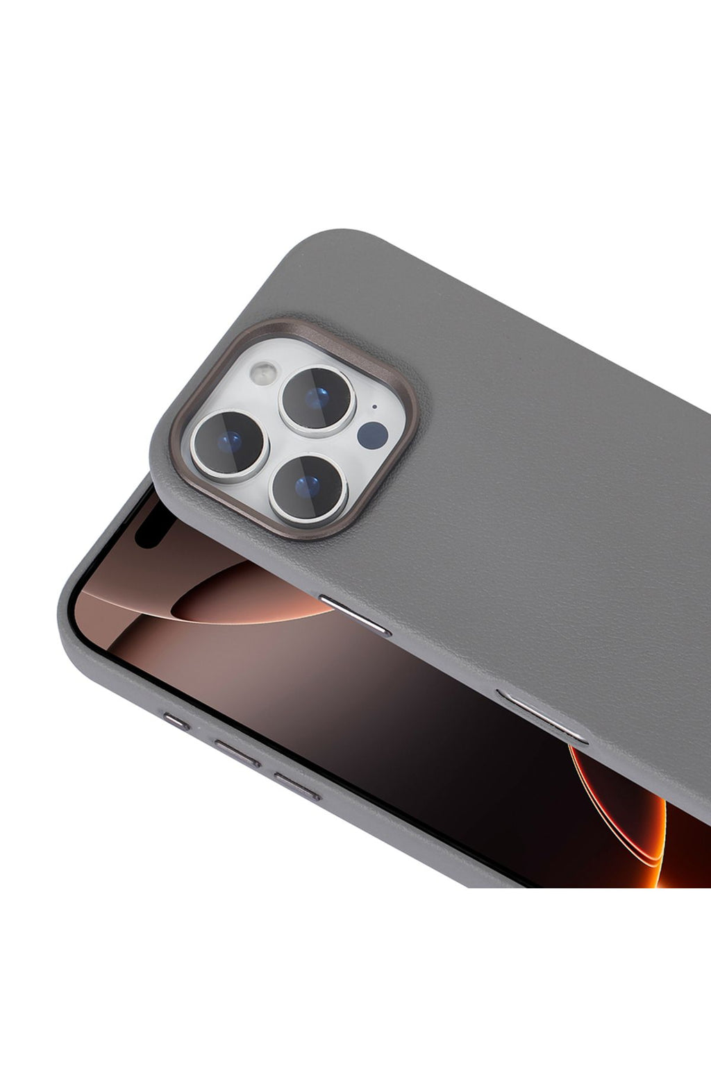 iPhone 16 Pro Max Uyumlu Kılıf Magsafe Şarj Özellikli PU Deri Zore Adora Kapak-Desert Titanyum