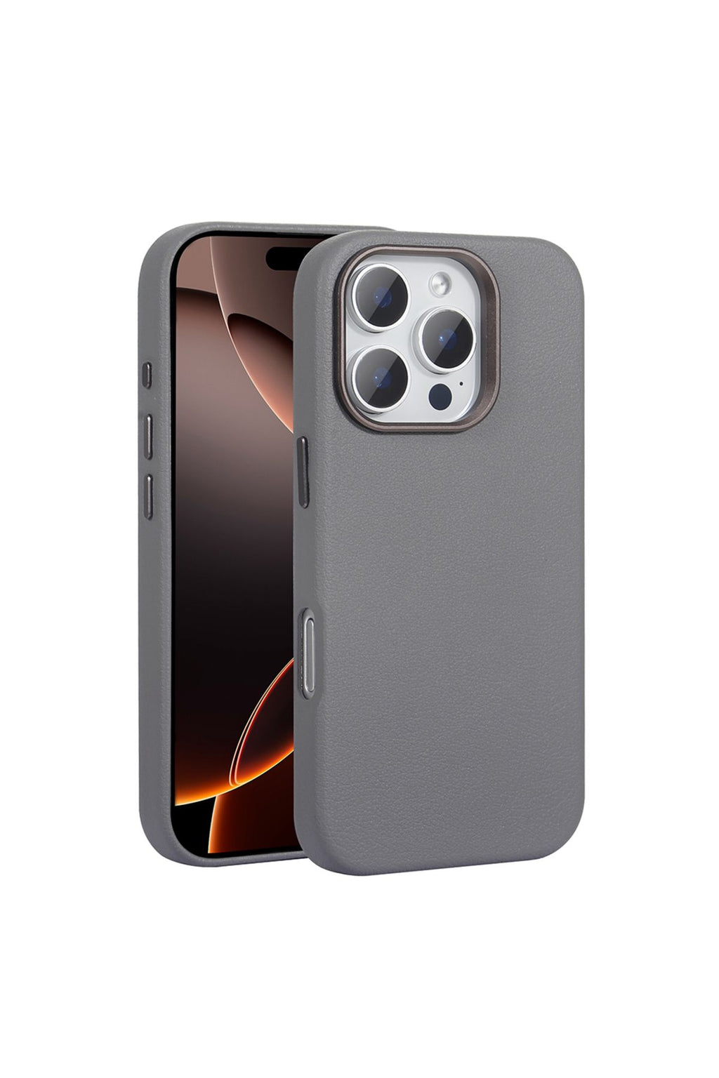 iPhone 16 Pro Max Uyumlu Kılıf Magsafe Şarj Özellikli PU Deri Zore Adora Kapak-Gri