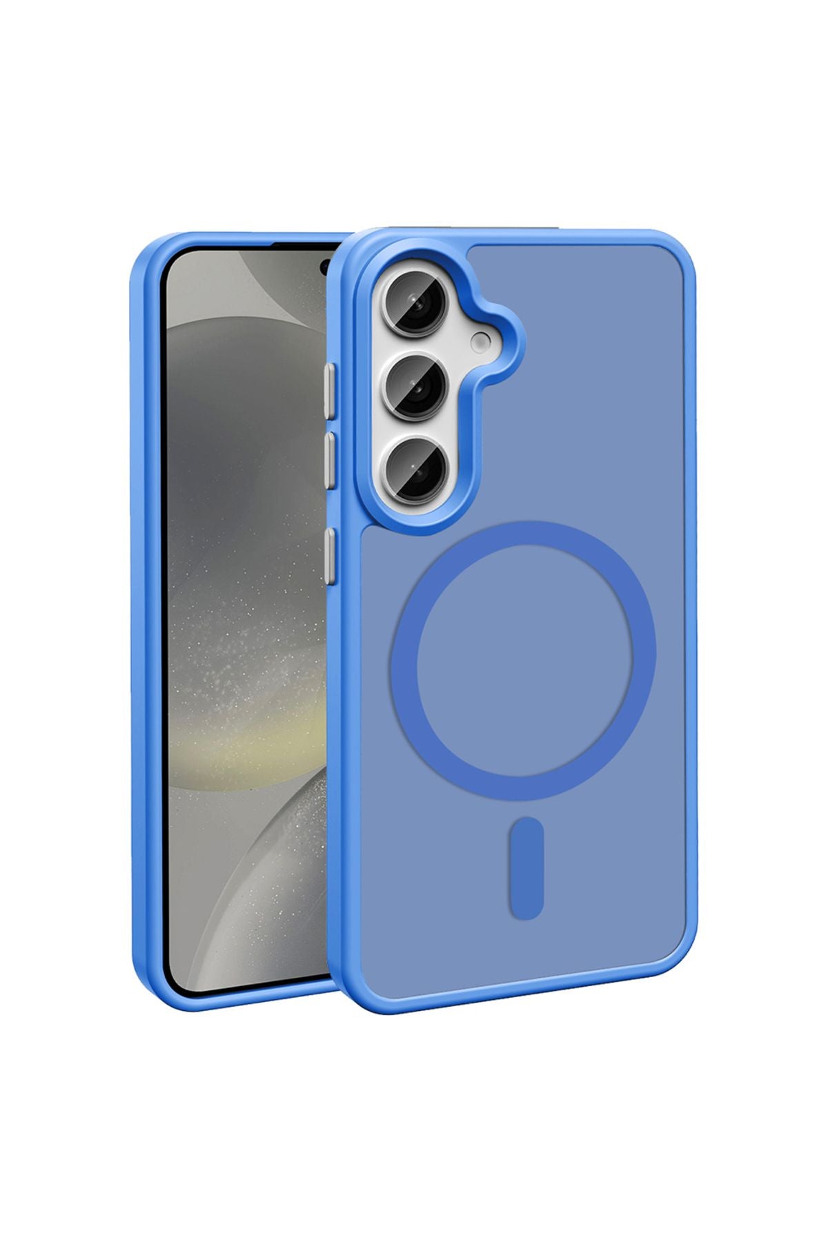 Galaxy S24 FE Kılıf Magsafe Şarj Özellikli Mat Arka Yüzey Zore Sio Kapak - Mavi