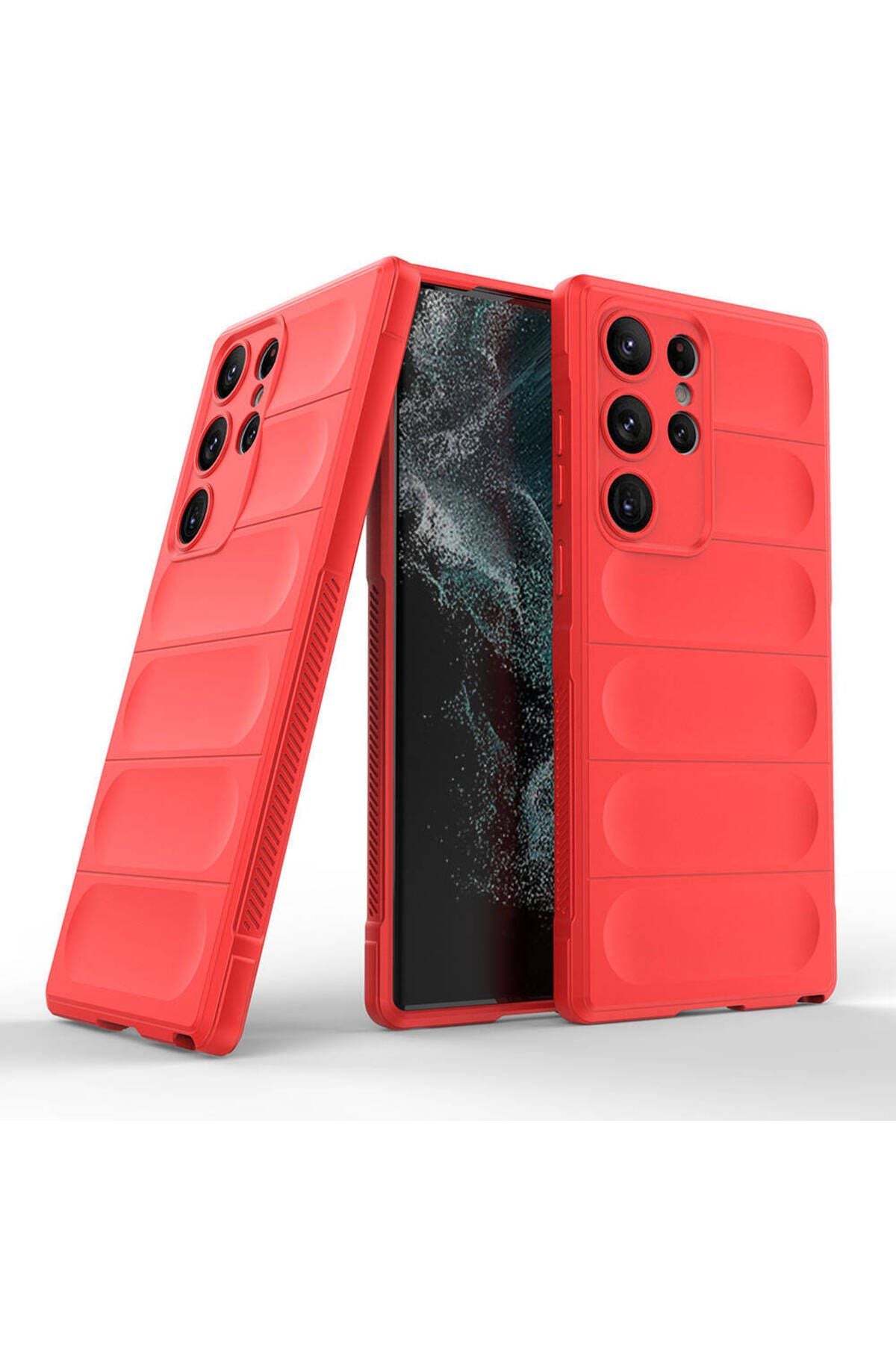 Galaxy S23 Ultra Kılıf Esnek TPU Oyuklu Arka Yüzey Tasarımlı WNX Etnik Silikon Kapak - Koyu Yeşil