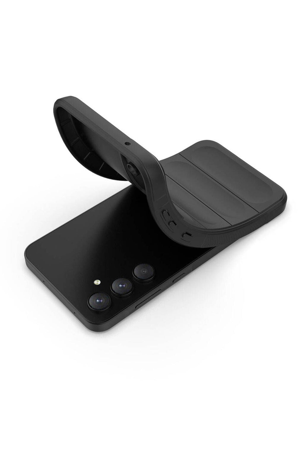 Galaxy A55 Kılıf Esnek TPU Oyuklu Arka Yüzey Tasarımlı Zore Etnik Silikon Kapak - Lacivert