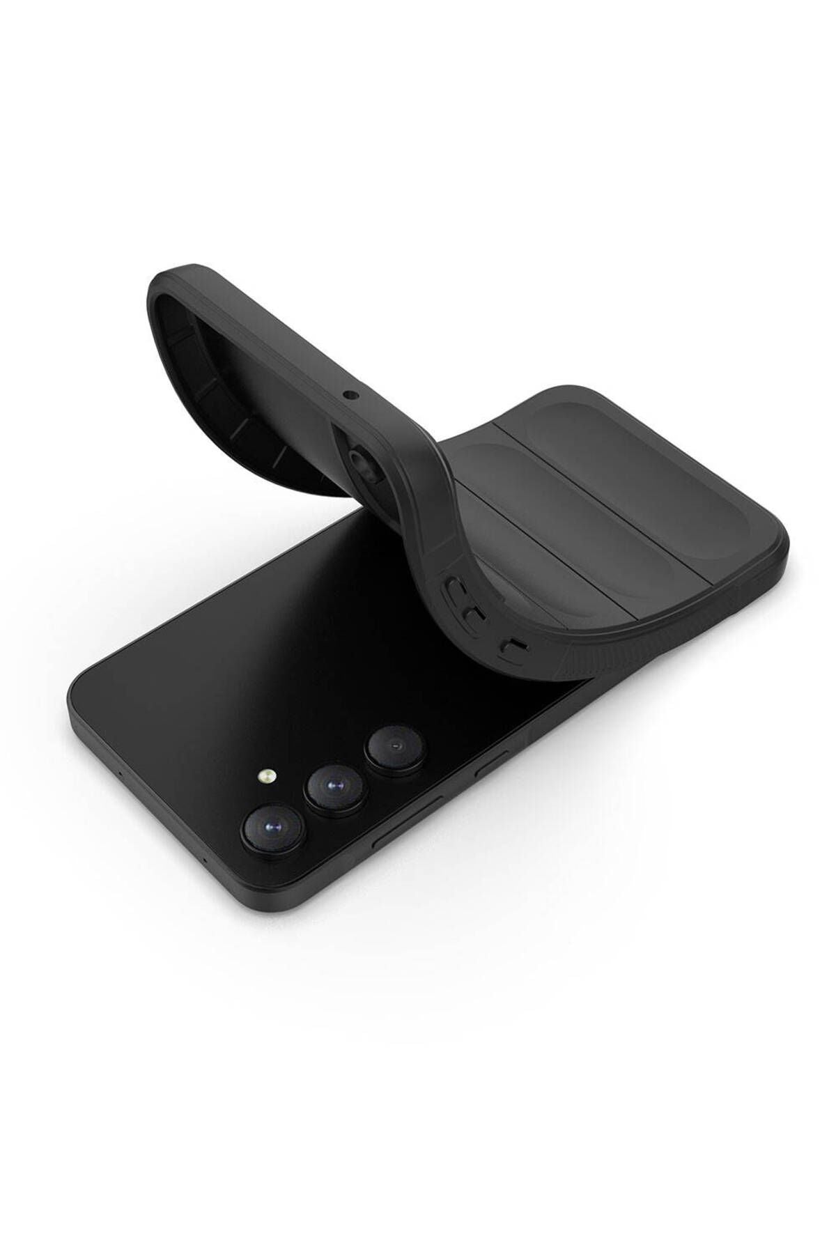 Galaxy A55 Kılıf Esnek TPU Oyuklu Arka Yüzey Tasarımlı Zore Etnik Silikon Kapak - Lacivert