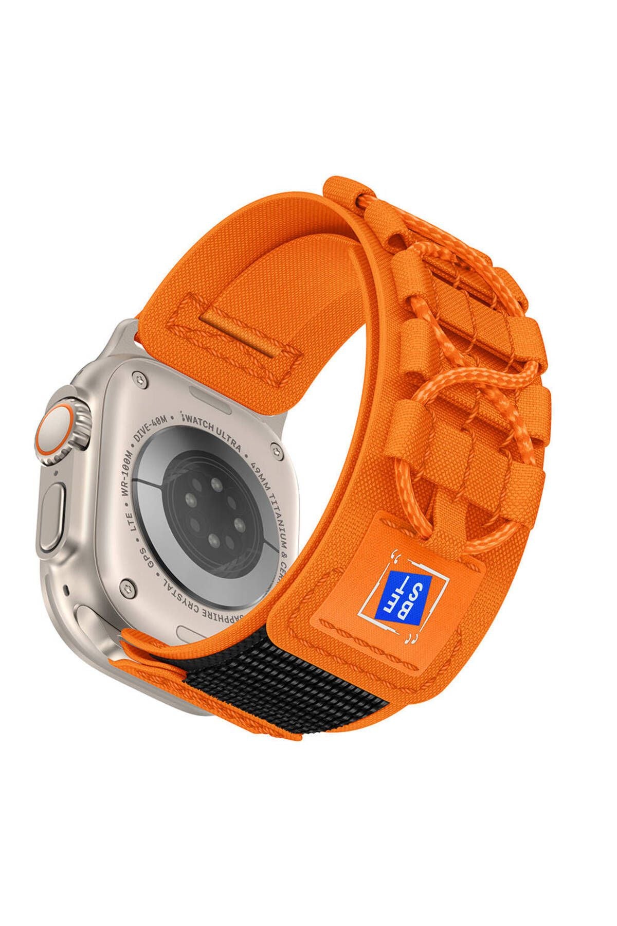Watch Ultra 49mm Uyumlu CLO- KRD-99 Hasır Kordon-Turuncu