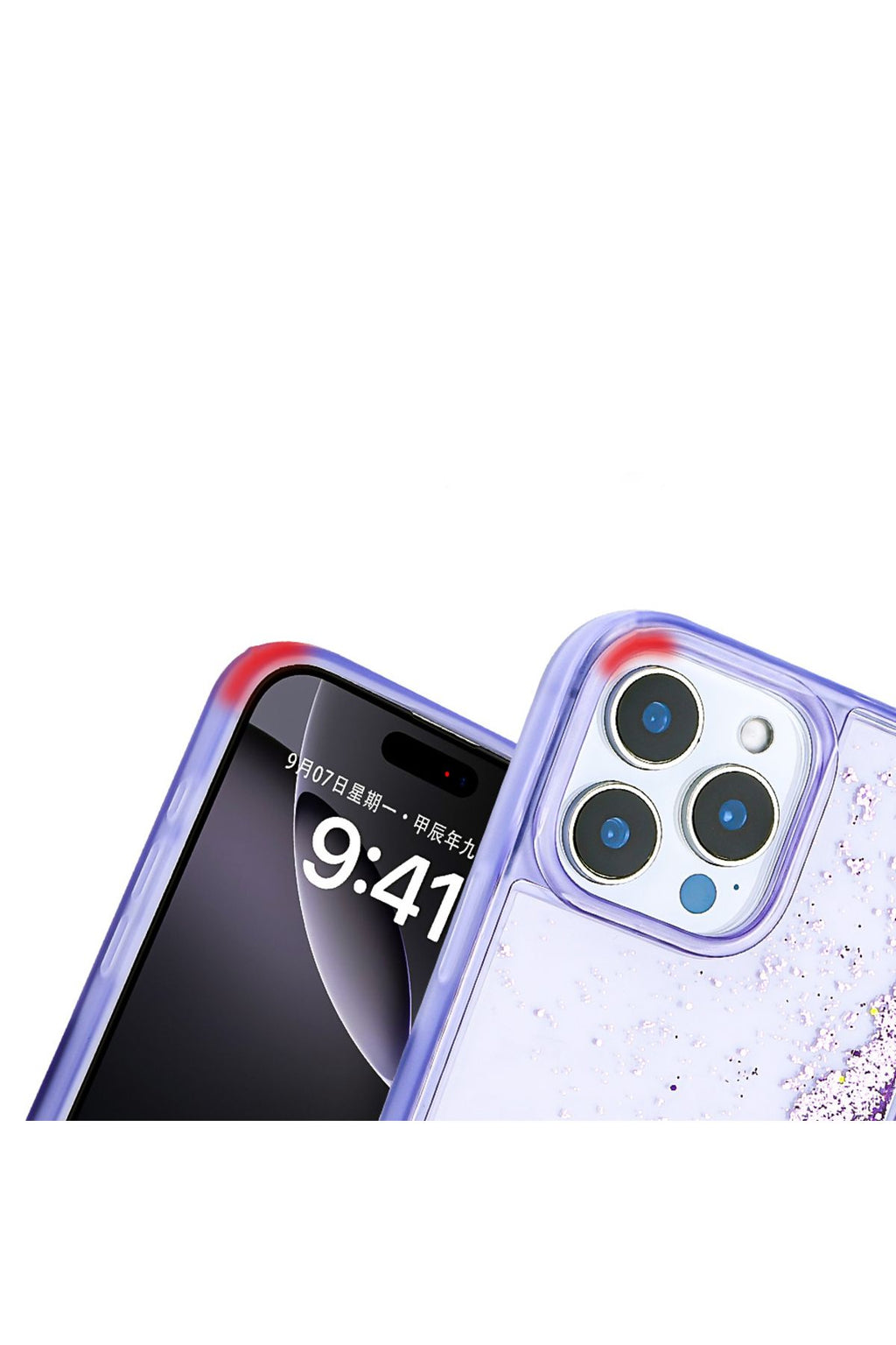 iPhone 16 Pro Max Uyumlu Kılıf Sıvılı Simli Şeffaf Arka Yüzey Zore Keto Silikon Kapak-Pembe