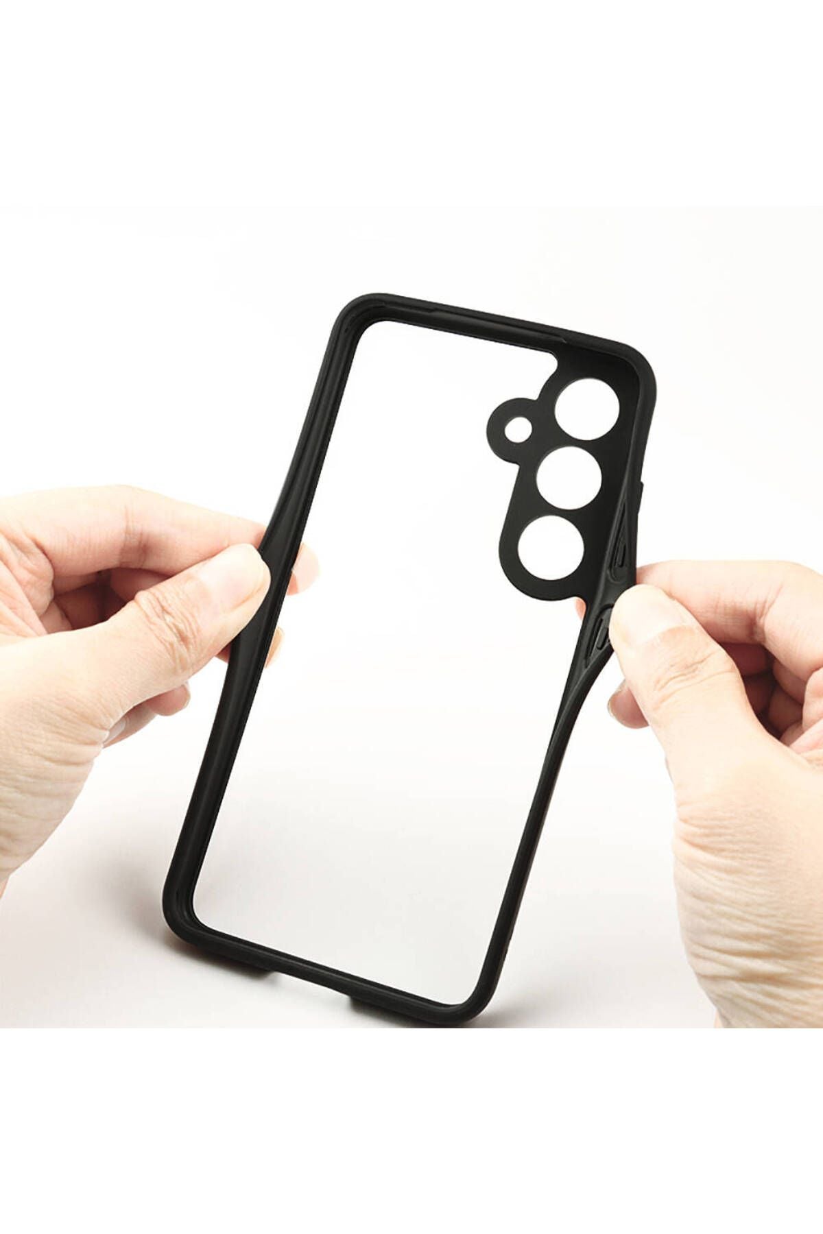 Galaxy S24 Uyumlu Kamera Korumalı Şeffaf Arka Yüzey Zore New Roll Kılıf-Siyah