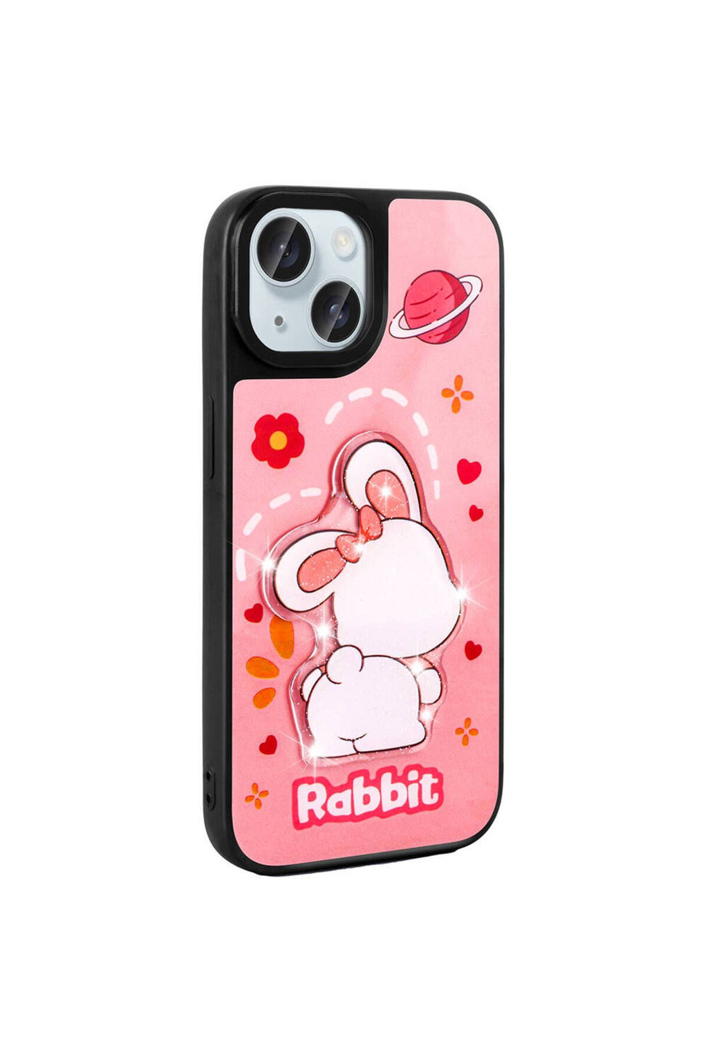 iPhone 15 Kılıf Parlayan Kabartmalı İkonik Figürlü Zore Amas Silikon Kapak - Siyah