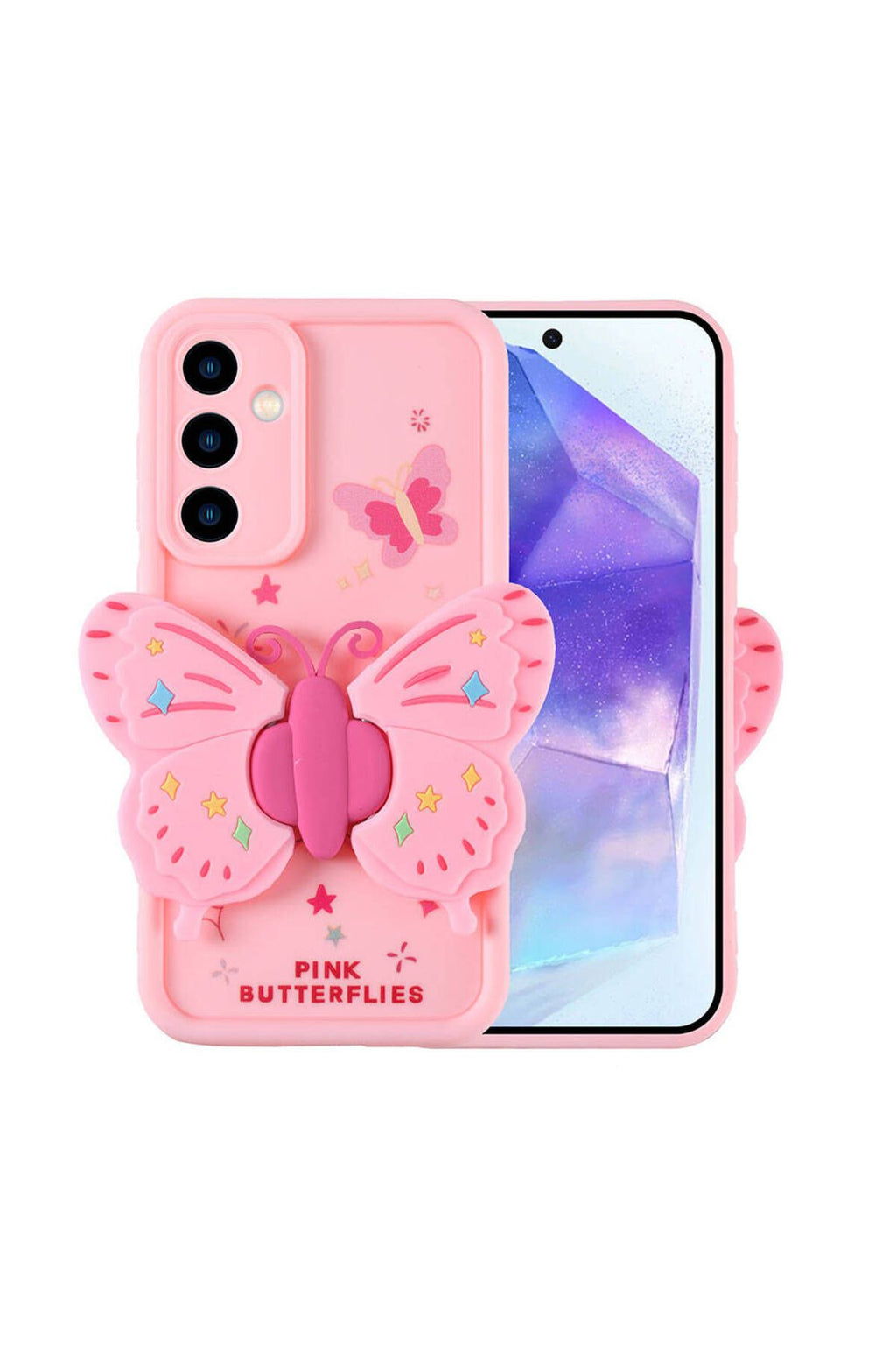 Galaxy A35 Kılıf Kamera Korumalı Figür Tasarımlı Zore Kapya Kapak - Pembe Açık