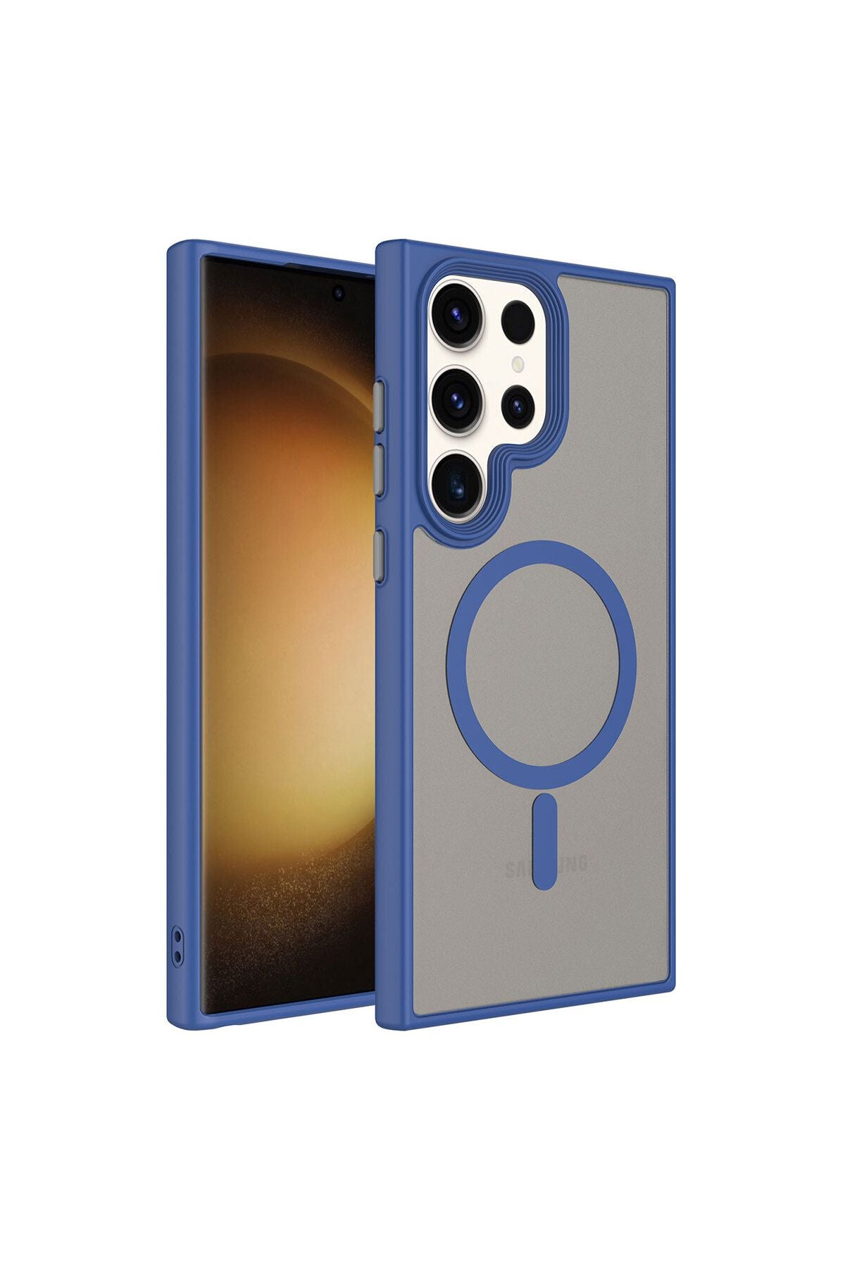 Galaxy S23 Ultra Uyumlu Mat Arka Yüzey Wireless Şarj Özellikli Zore Flet Magsafe Kılıf-Derin