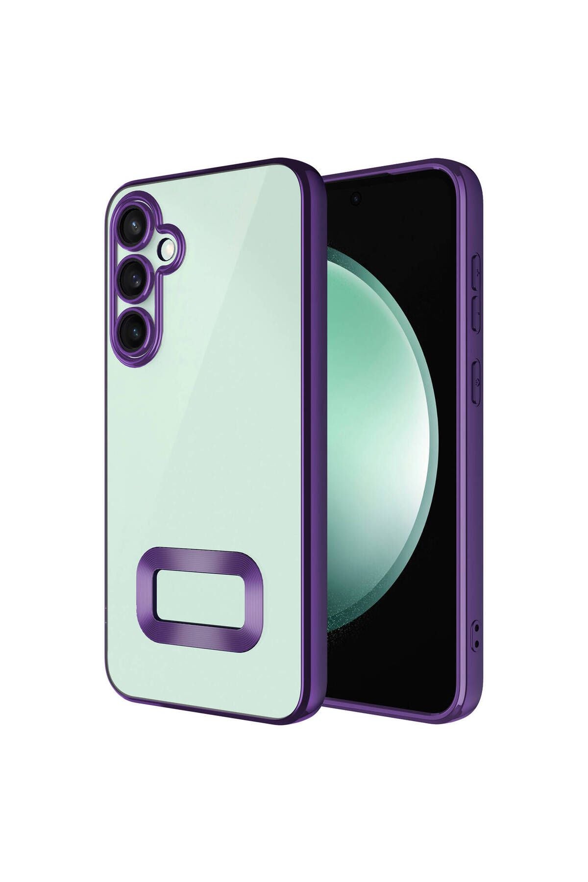 Galaxy A35 Kılıf Kamera Korumalı Logo Gösteren Zore Omega Kapak - Gümüş