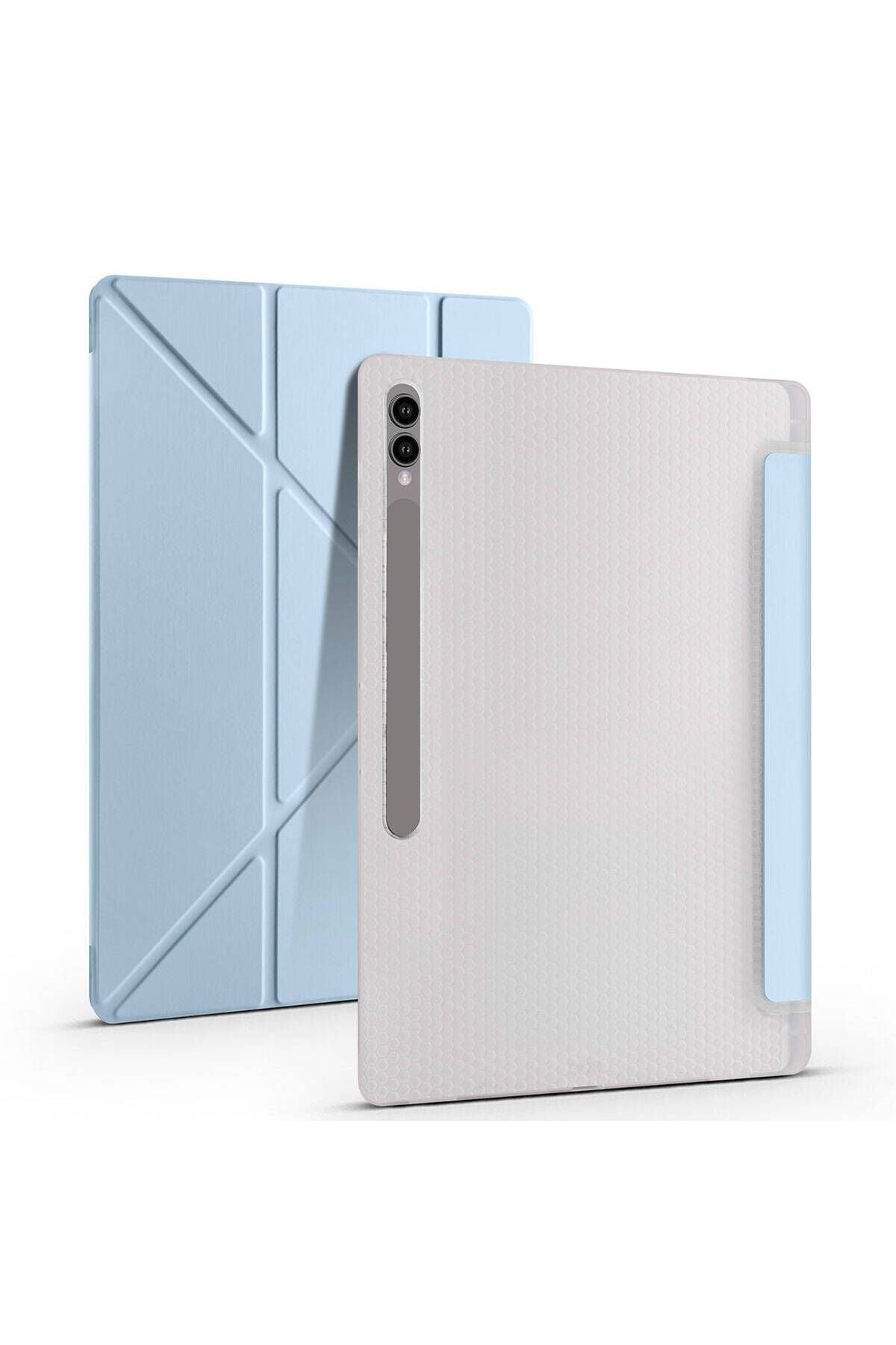 Galaxy Tab S9 Ultra Kılıf  Uyumlu Zore Tri Folding Kalem Bölmeli Standlı Kılıf-Mor