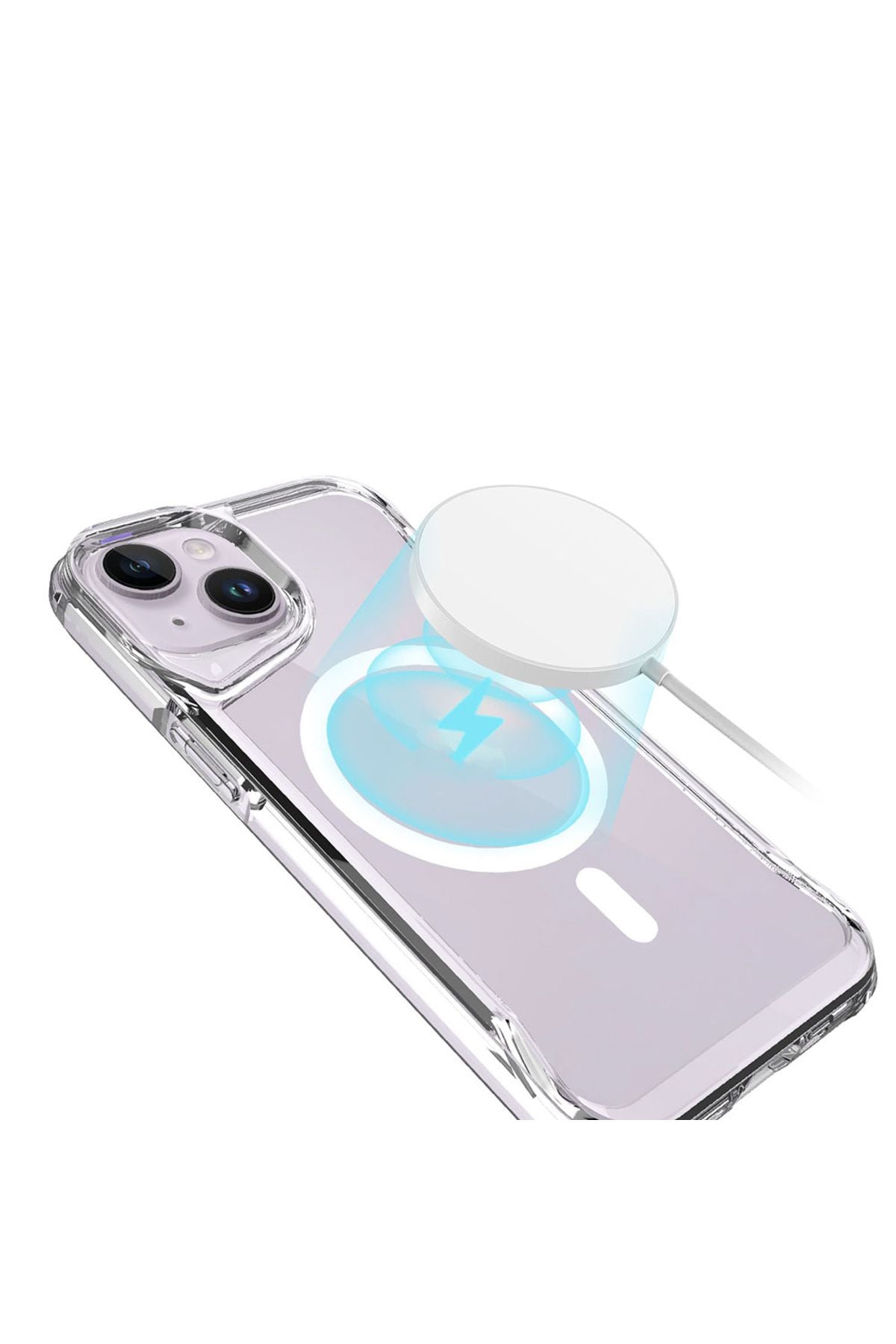 iPhone 15 Plus Uyumlu Zore Magsafe Şarj Özellikli T-Max Magsafe Kılıf-Renksiz