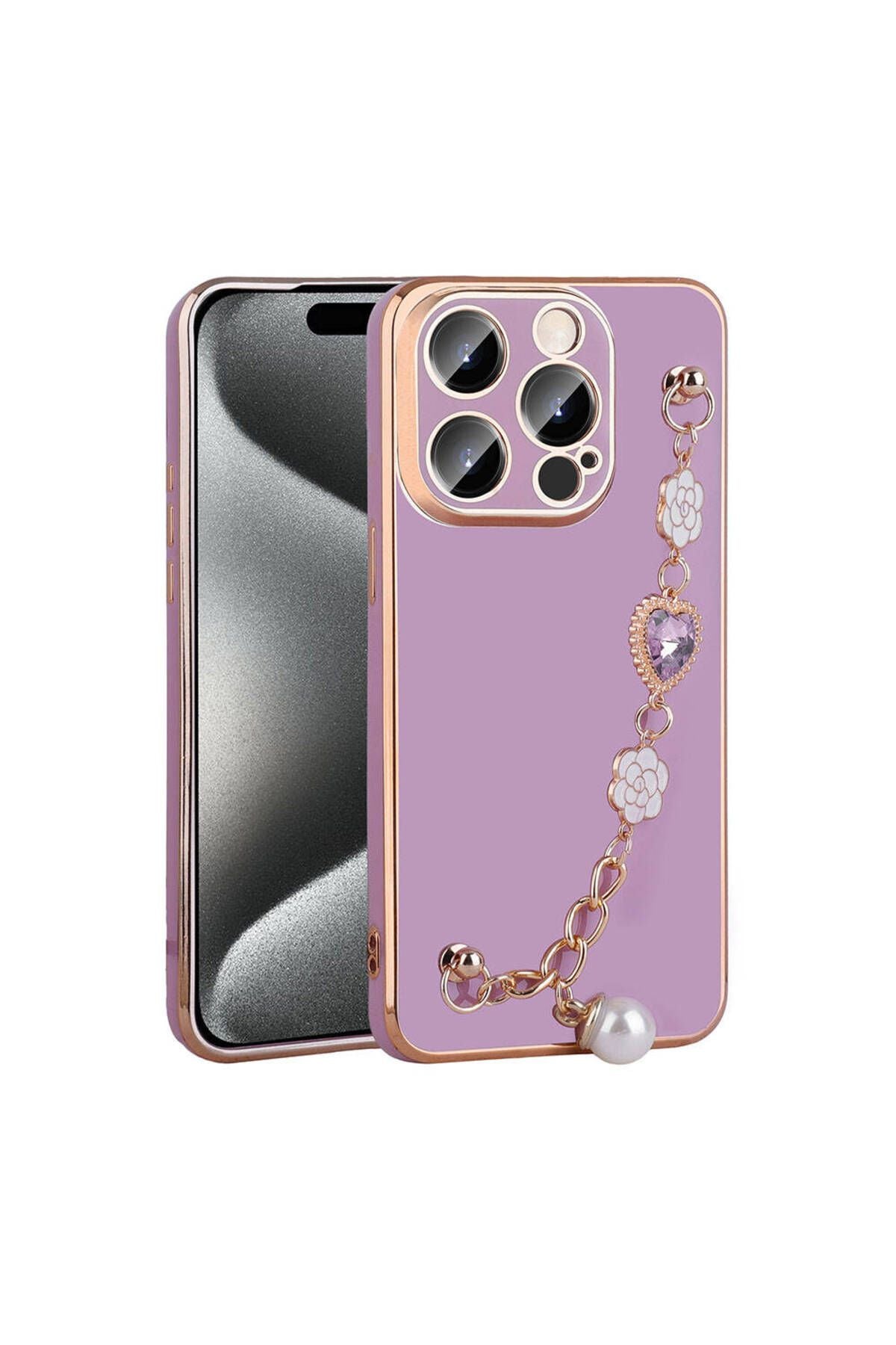 iPhone 15 Pro Max Zore El Tutamaçlı Kamera Korumalı Zore Taka Silikon Kılıf-Mor