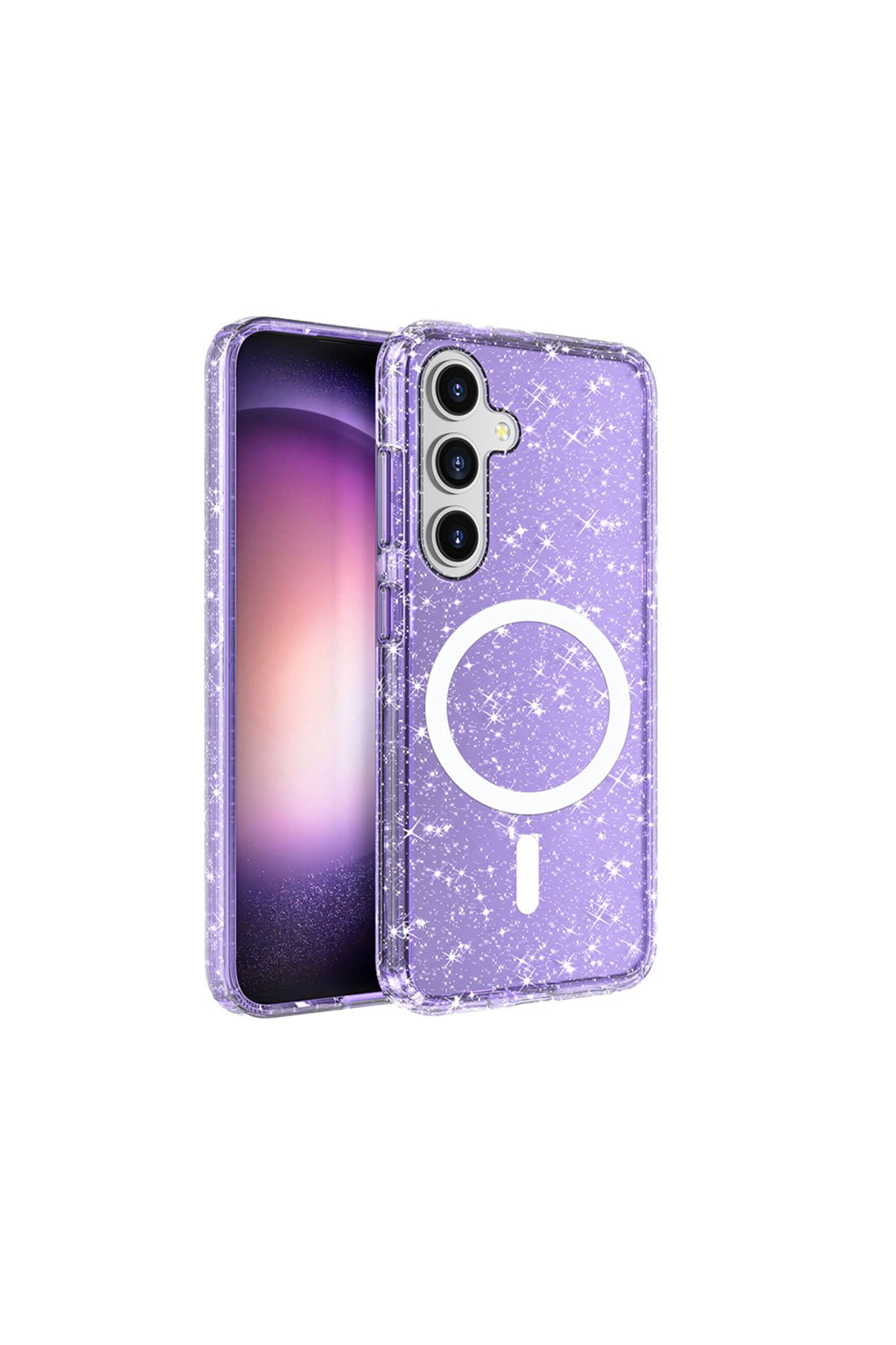 Galaxy S25 Plus Kılıf Magsafe Şarj Özellikli Parlayan Simli Saydam Renkli Zore Allstar Kapak - Şeffa