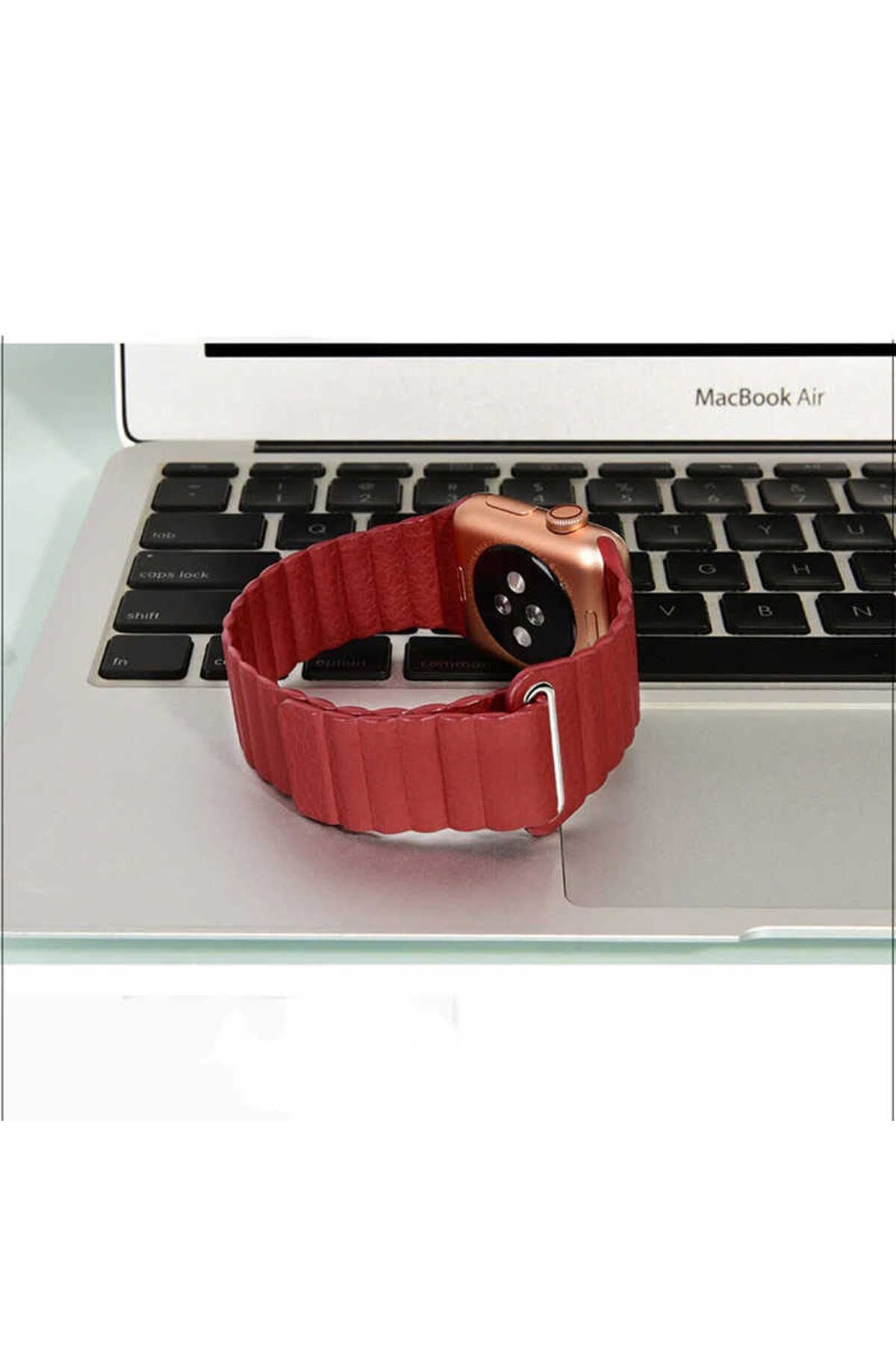 Watch Ultra 49mm Kordon Uyumlu KRD-09 Deri Lop Strap Kayış CLO- Gold