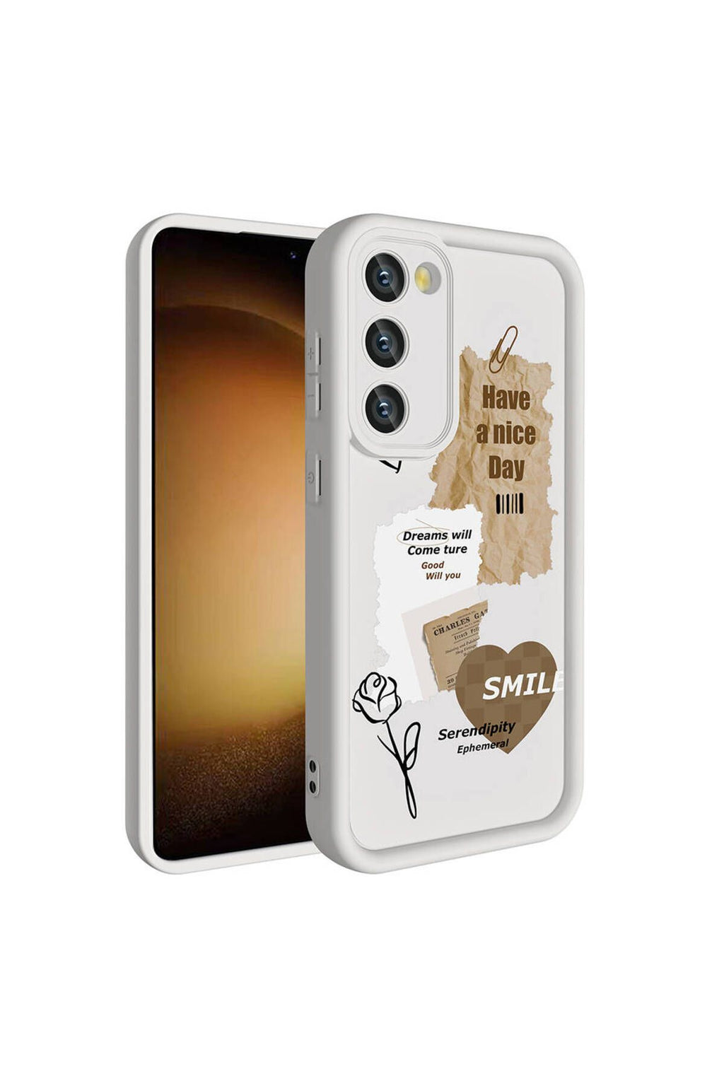 Galaxy S23 Kılıf Kamera Korumalı Baskılı Arka Yüzey Zore Klas Kapak - Koyu Kahve