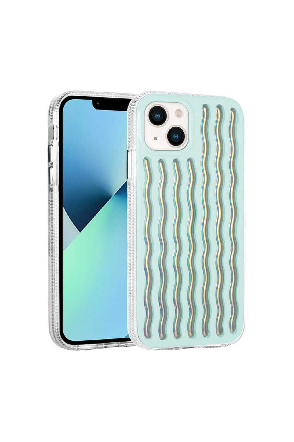 iPhone 14 Uyumlu Kabartmalı Dalga Tasarımlı Silikon Zore İsmira Kılıf-NO4