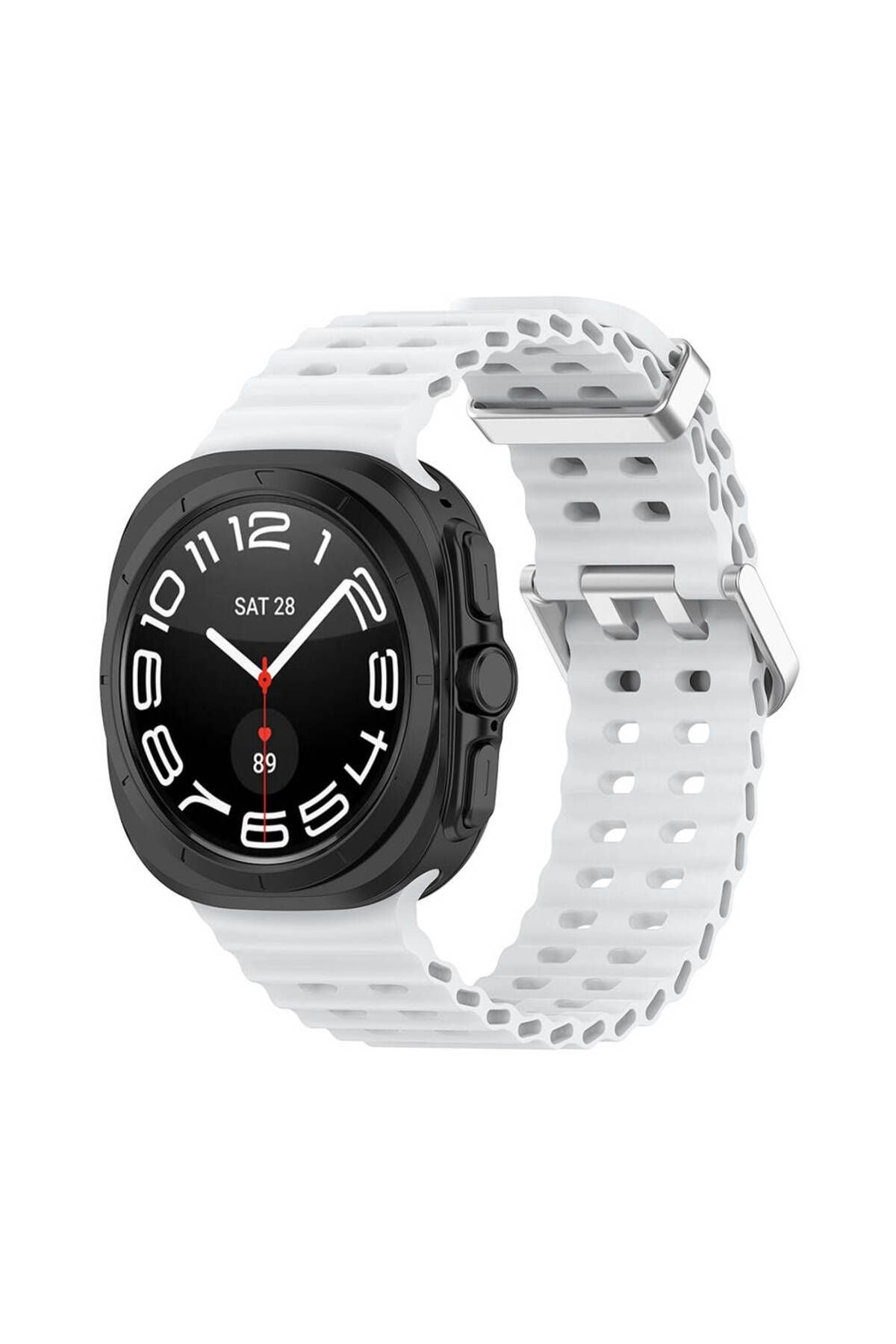 Galaxy Watch Ultra 47mm Zore KRD-118 Tırtıklı Tasarım Silikon Kordon-Beyaz