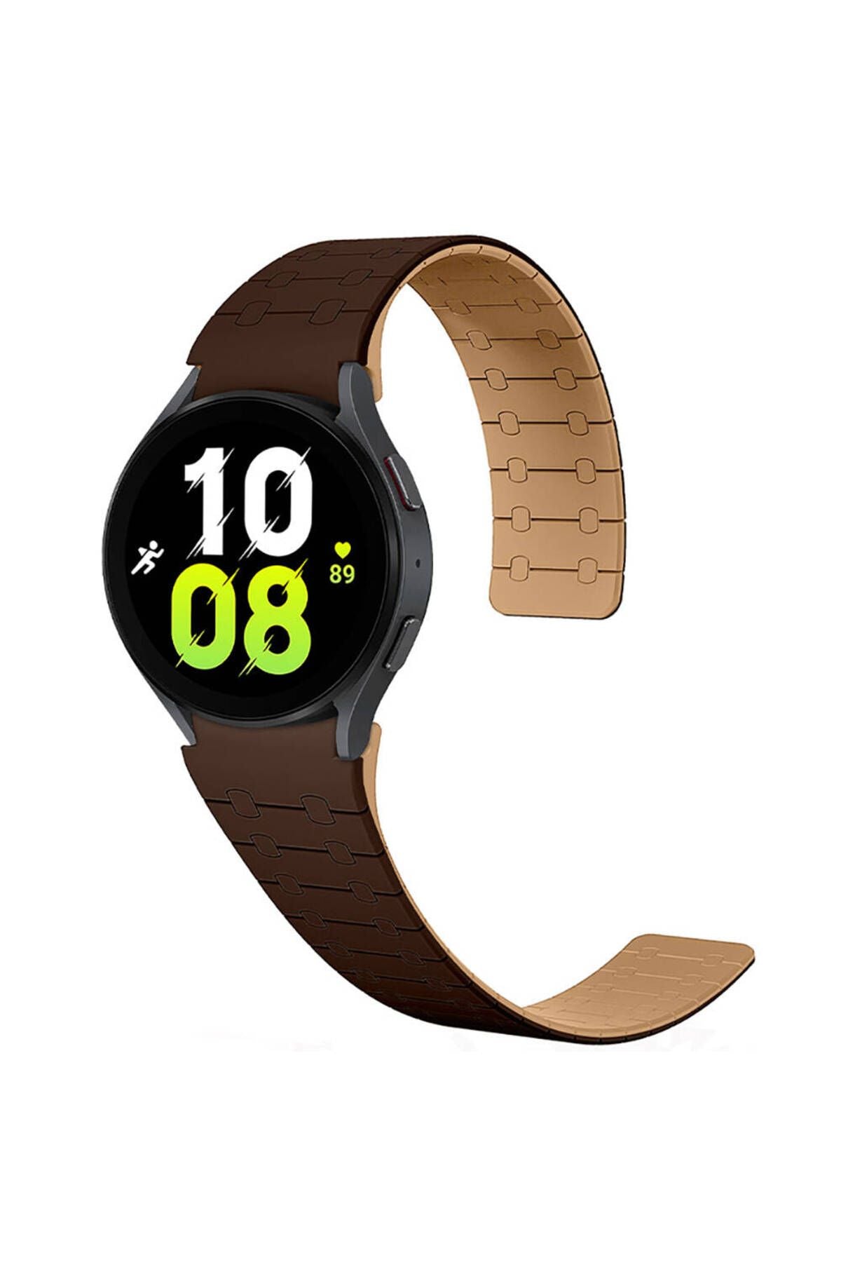 Galaxy Watch 6 40mm Zore KRD-111 20mm Çizgili Desenli Silikon Kordon-Kahverengi