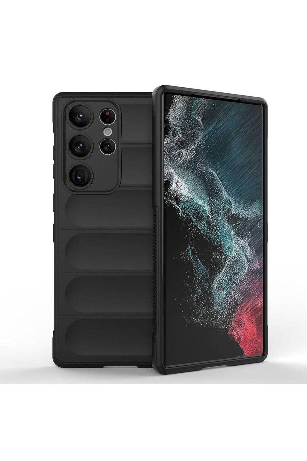 Galaxy S23 Ultra Kılıf Esnek TPU Oyuklu Arka Yüzey Tasarımlı Zore Etnik Silikon Kapak - Siyah