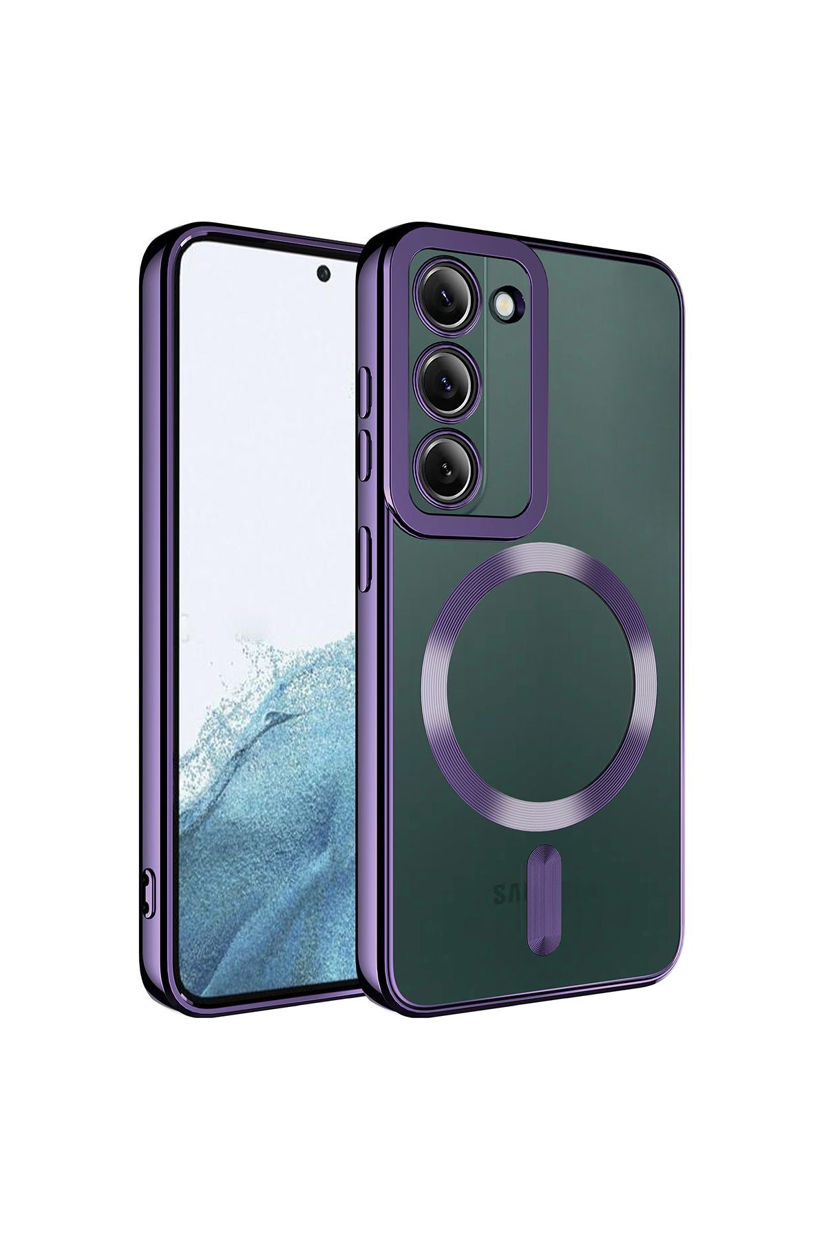 Galaxy S23 Uyumlu Magsafe Wireless Şarj Özellikli BRT Setro Silikon-Derin Mor