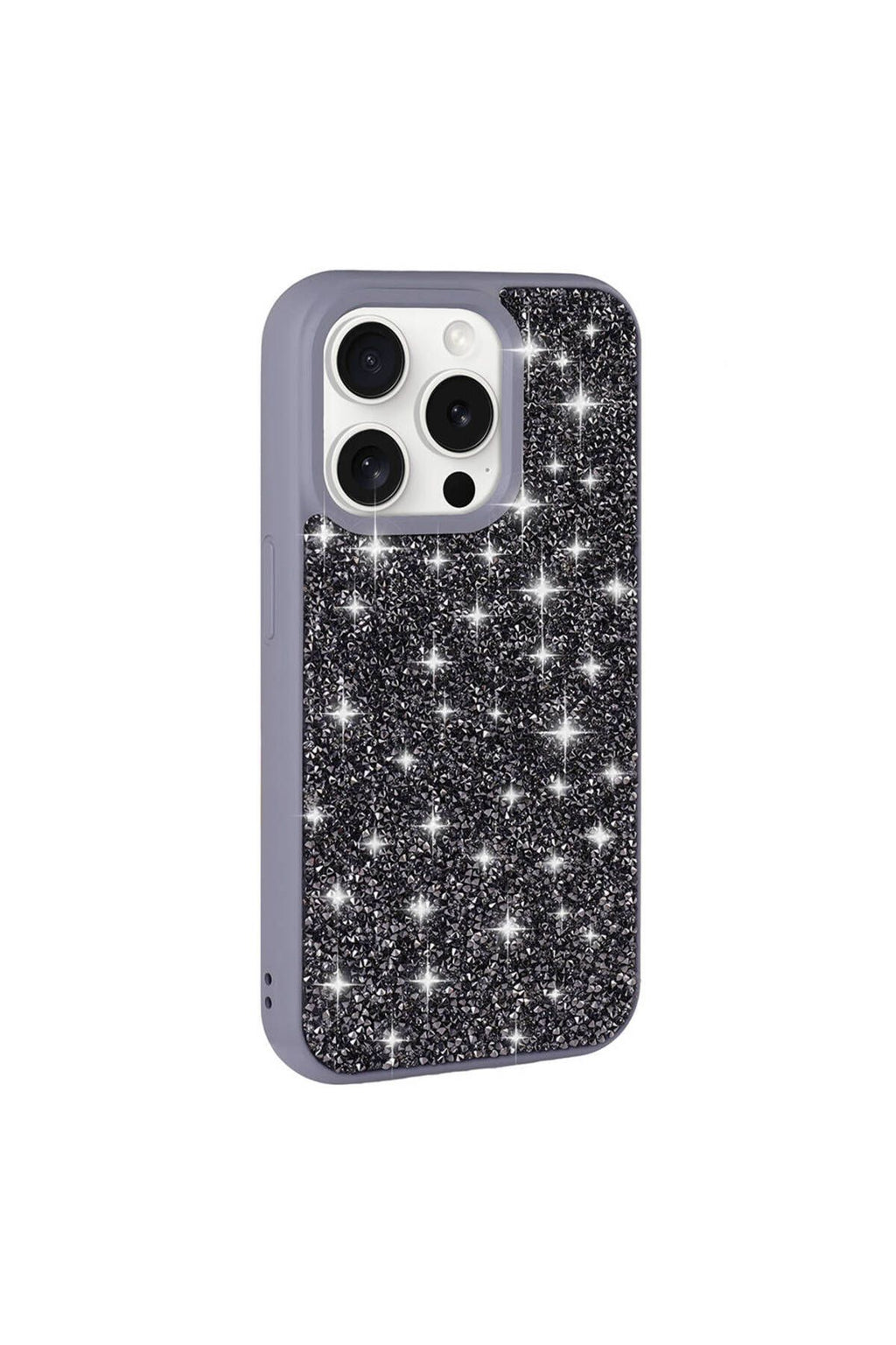 iPhone 15 Pro Max Uyumlu Parlak Taşlı Tasarım Pırlanta Zore Kılıf-Lila