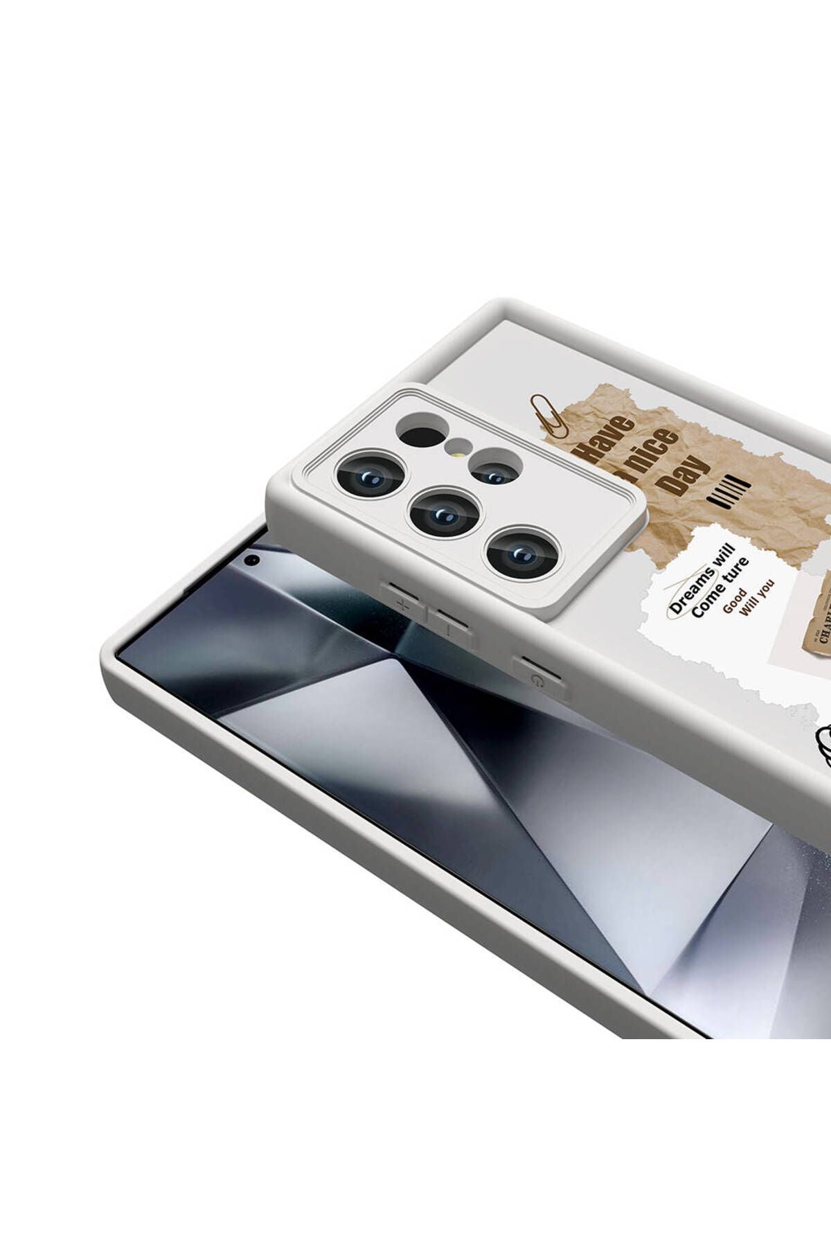 Galaxy S23 Ultra Kılıf Kamera Korumalı Baskılı Arka Yüzey WNX Klas Kapak - Koyu Kahve