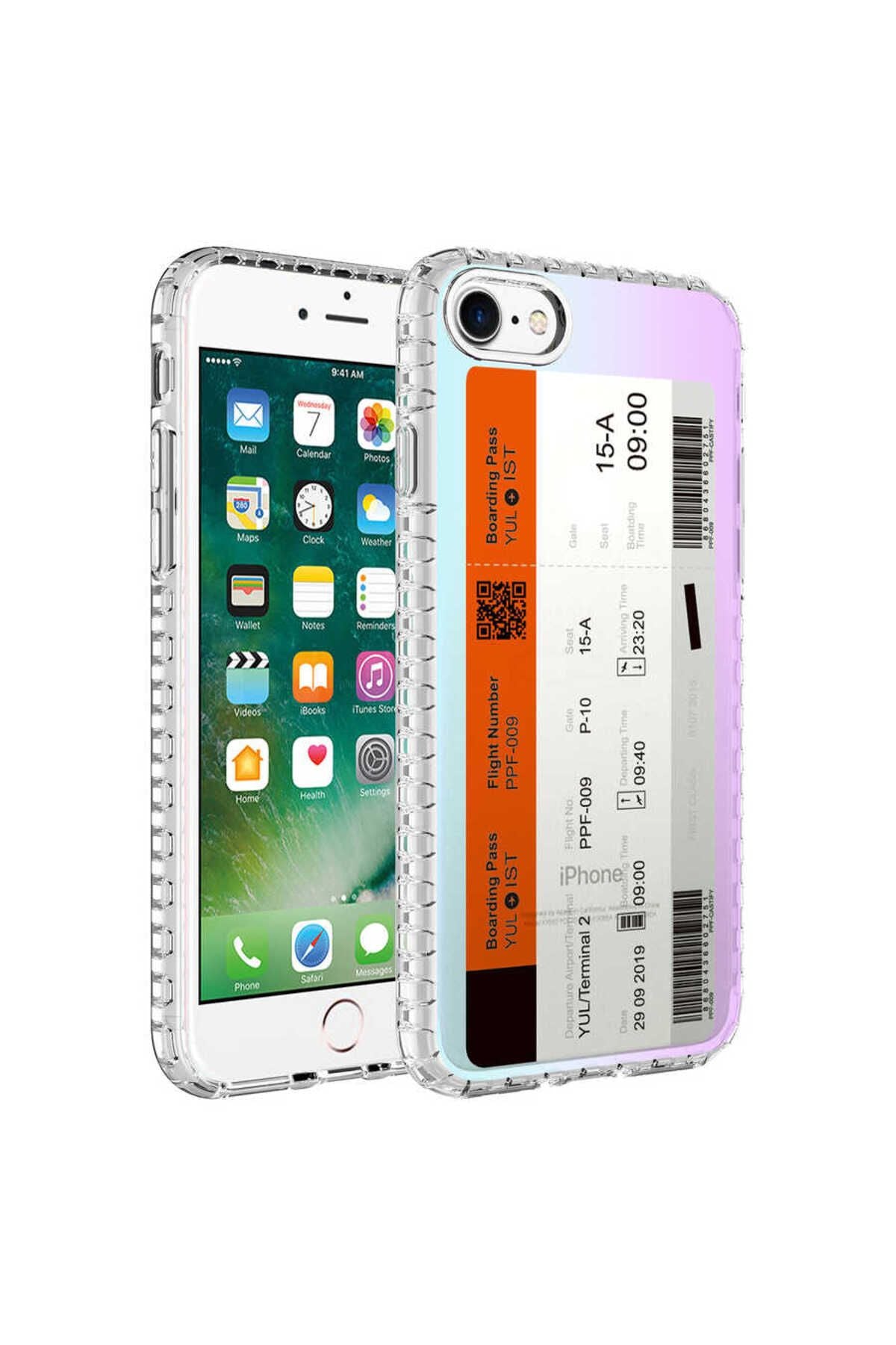 iPhone SE 2020 Kılıf Airbag Kenarlı Renkli Desenli Silikon Zore Elegans Kapak - NO2