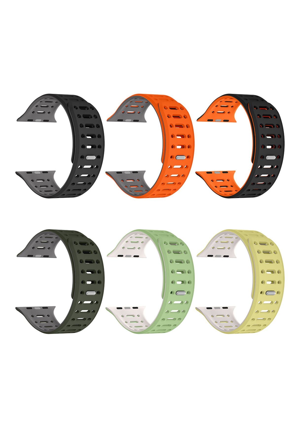 Watch Ultra 49mm Uyumlu Zore KRD-124 Silikon Kordon Strap Kayış-Koyu Yeşil-Gri