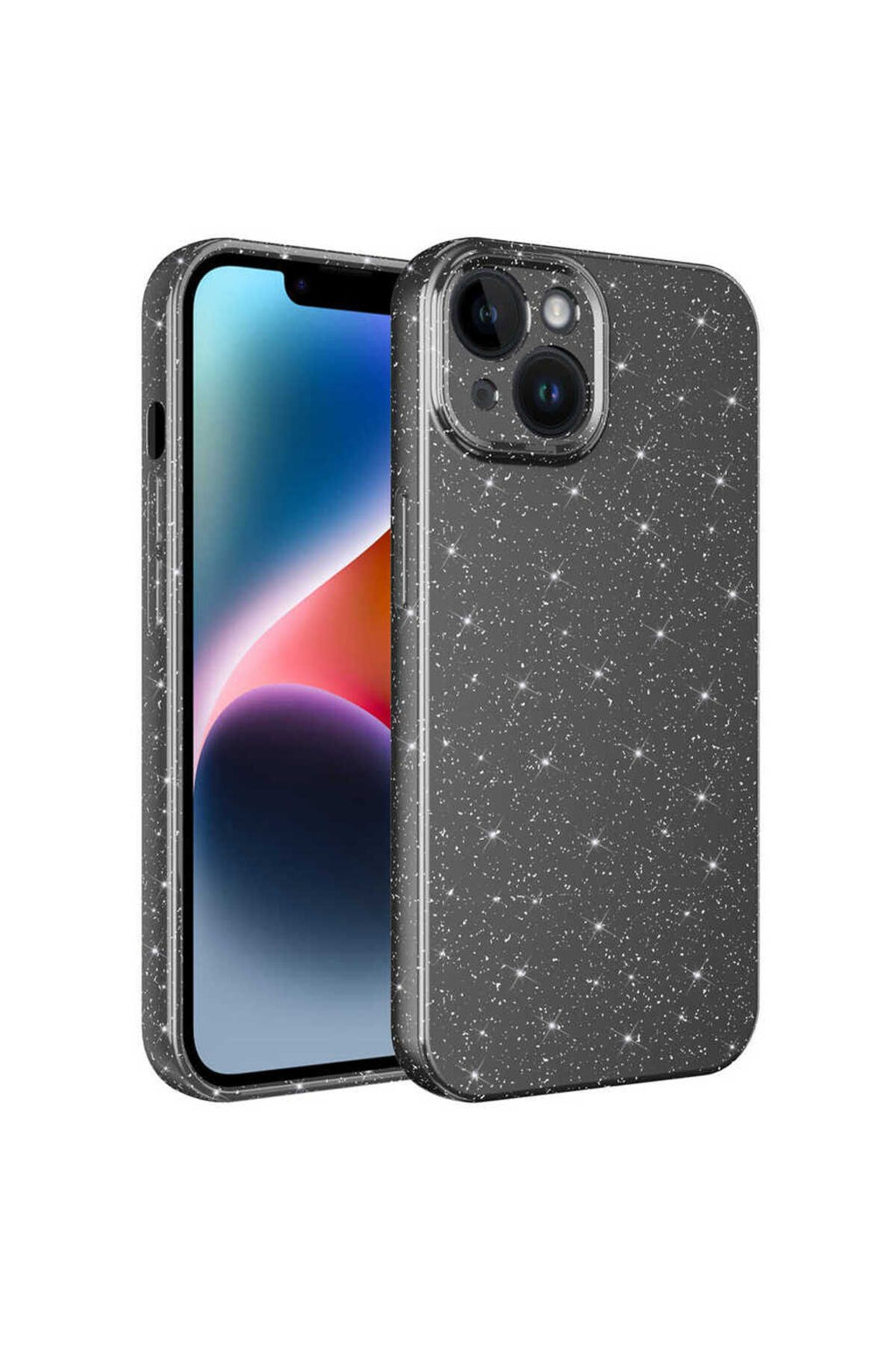 iPhone 14 Uyumlu Kamera Korumalı Simli Lüks Zore Koton Kılıf-Gri