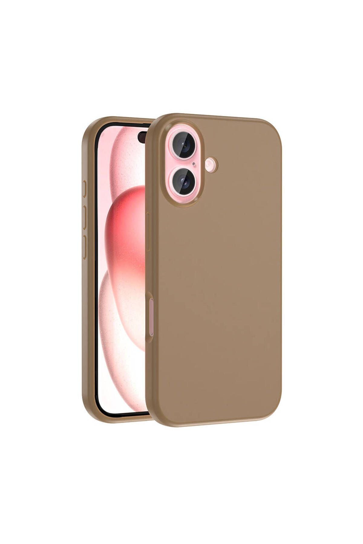 iPhone 16 Kılıf Magsafe Şarj Özellikli Sıvı Teknolojili Silinebilir Sert Zore Kivi Kapak-Bej Gold