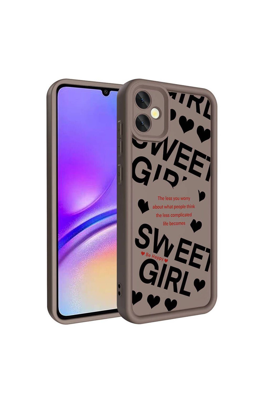 Galaxy A05 Kılıf Kamera Korumalı Baskılı Arka Yüzey Zore Klas Kapak - Koyu Kahve