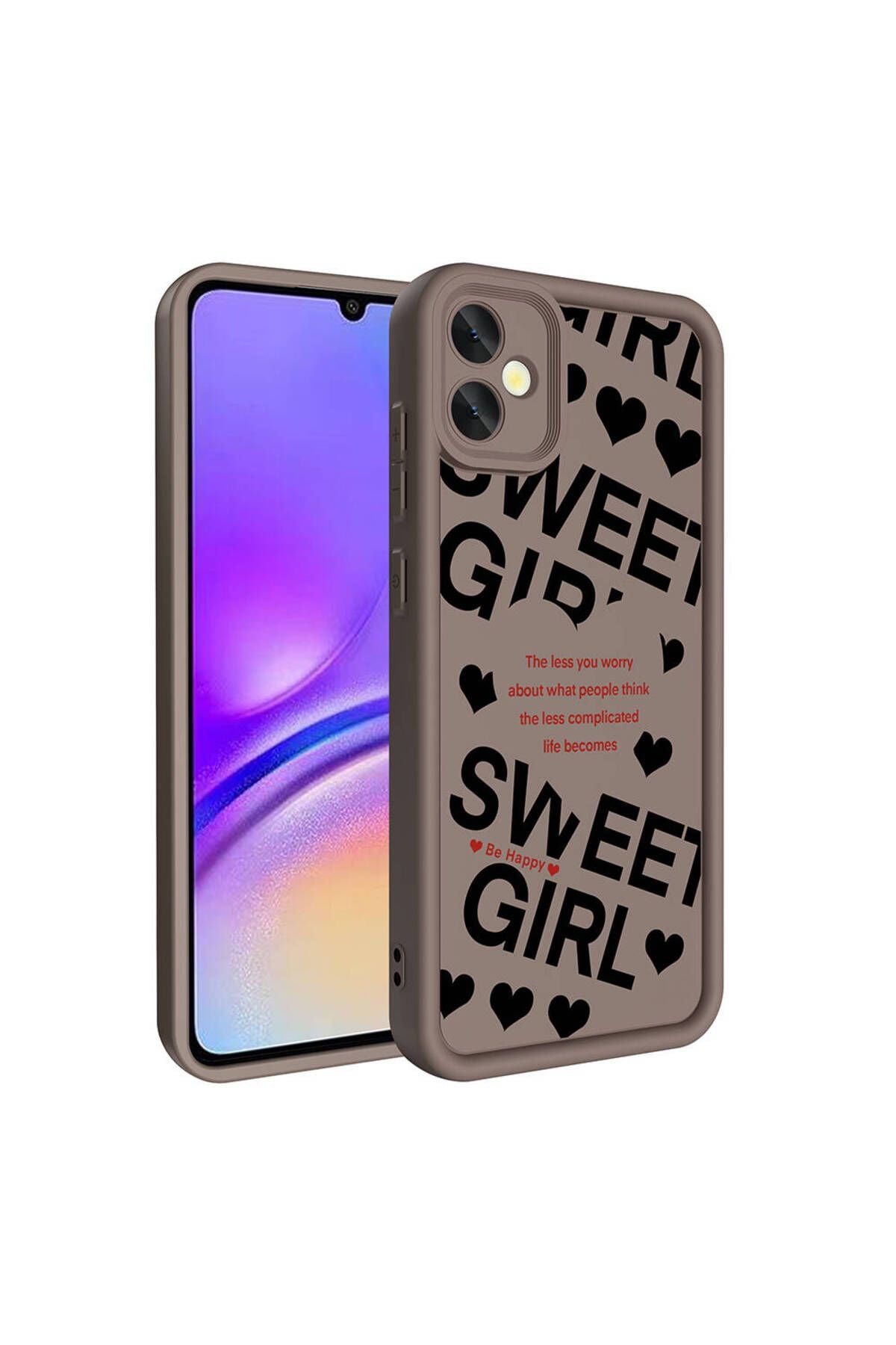 Galaxy A05 Kılıf Kamera Korumalı Baskılı Arka Yüzey Zore Klas Kapak - Koyu Kahve