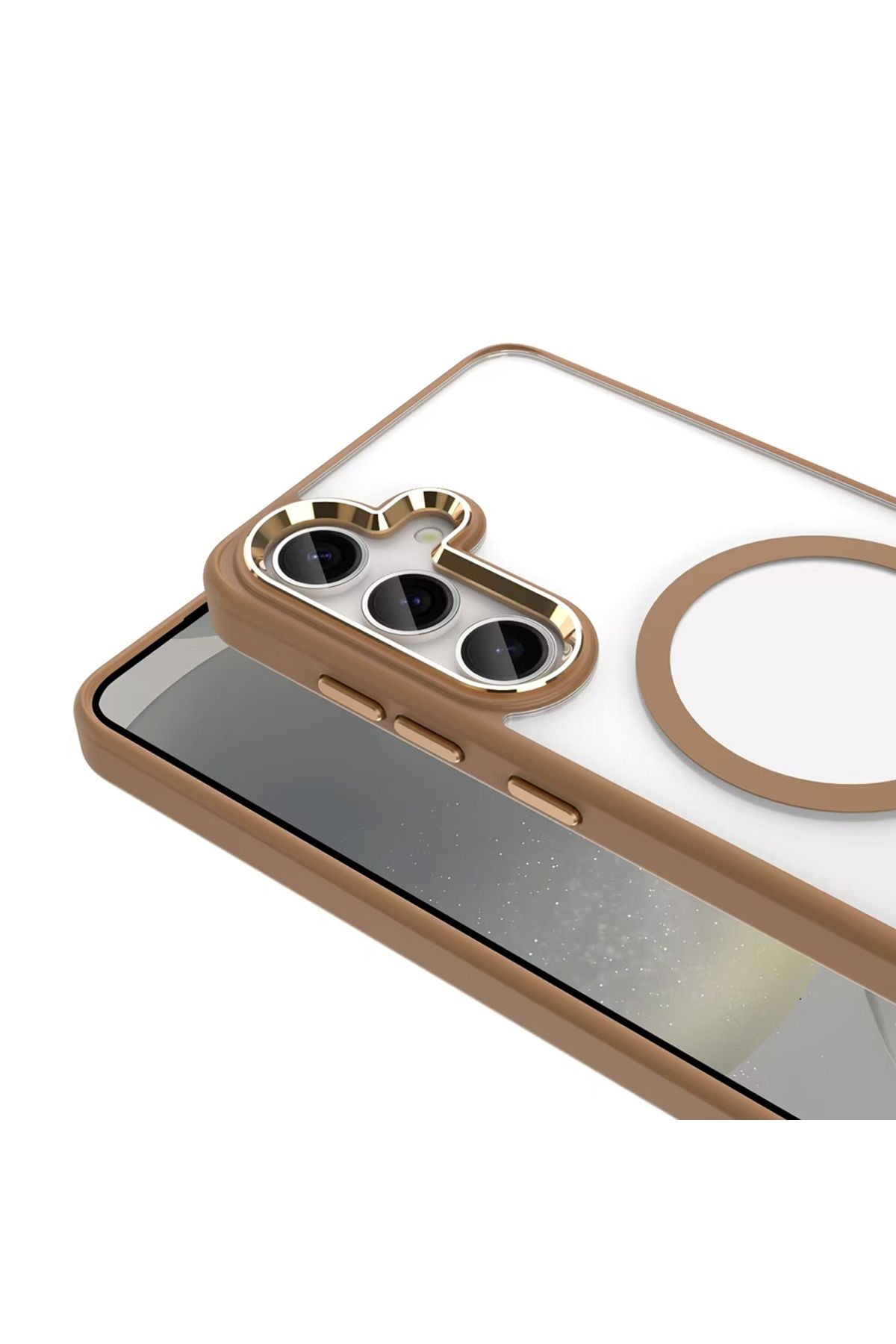 Galaxy S25 Kılıf Magsafe Şarj Özellikli Zore Krom Magsafe Silikon Kapak - Gri