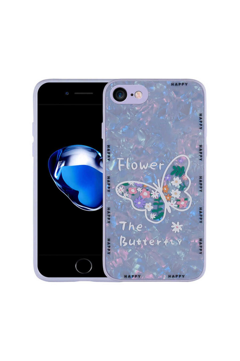 iPhone SE 2022 Uyumlu Desenli Sert Silikon CSM Zore Mumila Kılıf-Lilac Flower