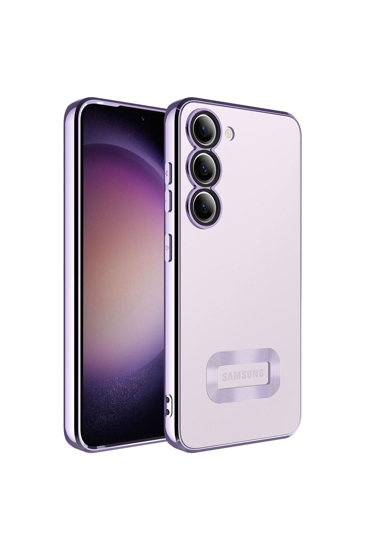 Galaxy S23 Plus Uyumlu Kamera Korumalı Logo Gösteren Zore Omega Kılıf-Lila