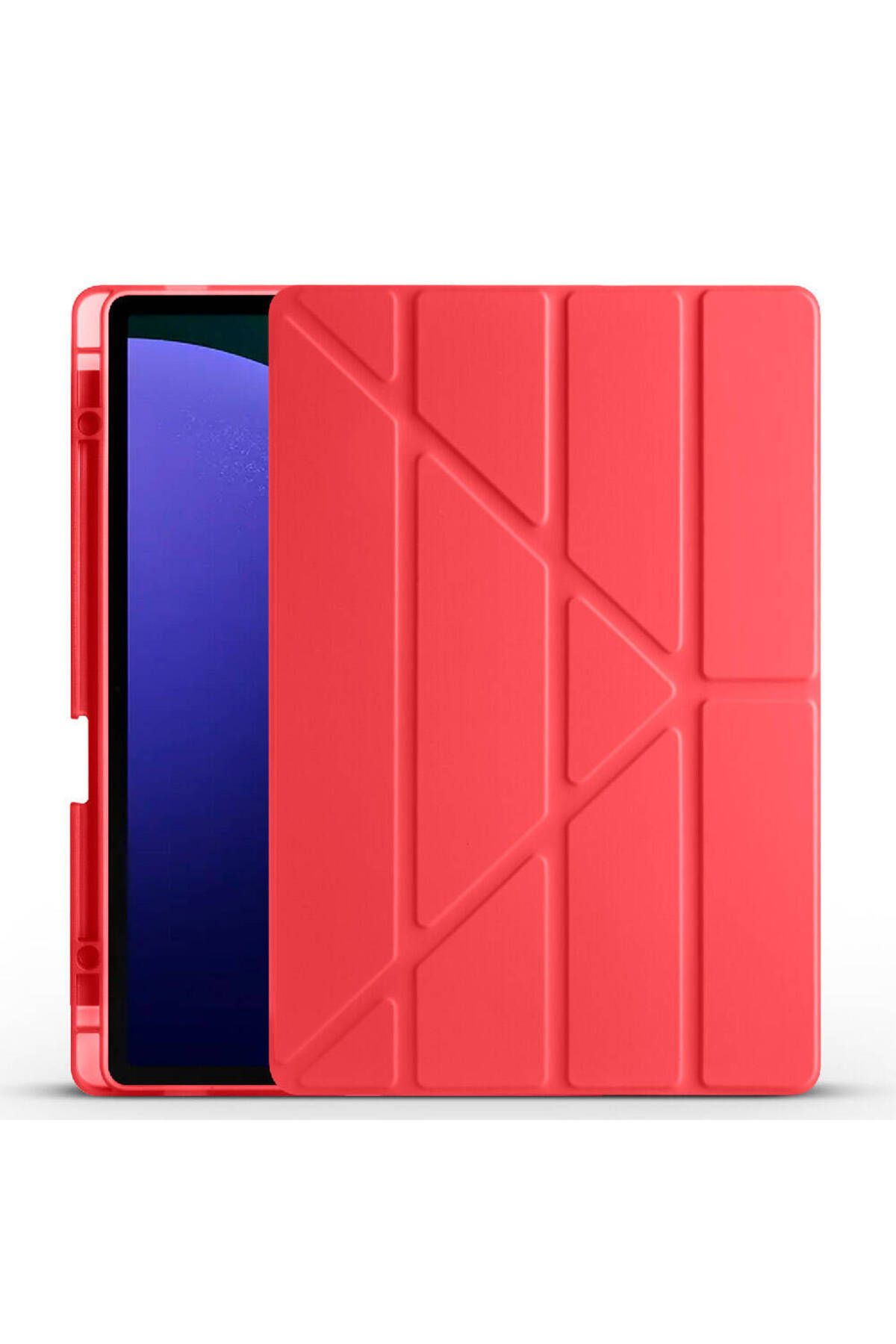 Galaxy Tab S9 FE Plus Kılıf  Uyumlu Zore Tri Folding Kalem Bölmeli Standlı Kılıf-Lacivert