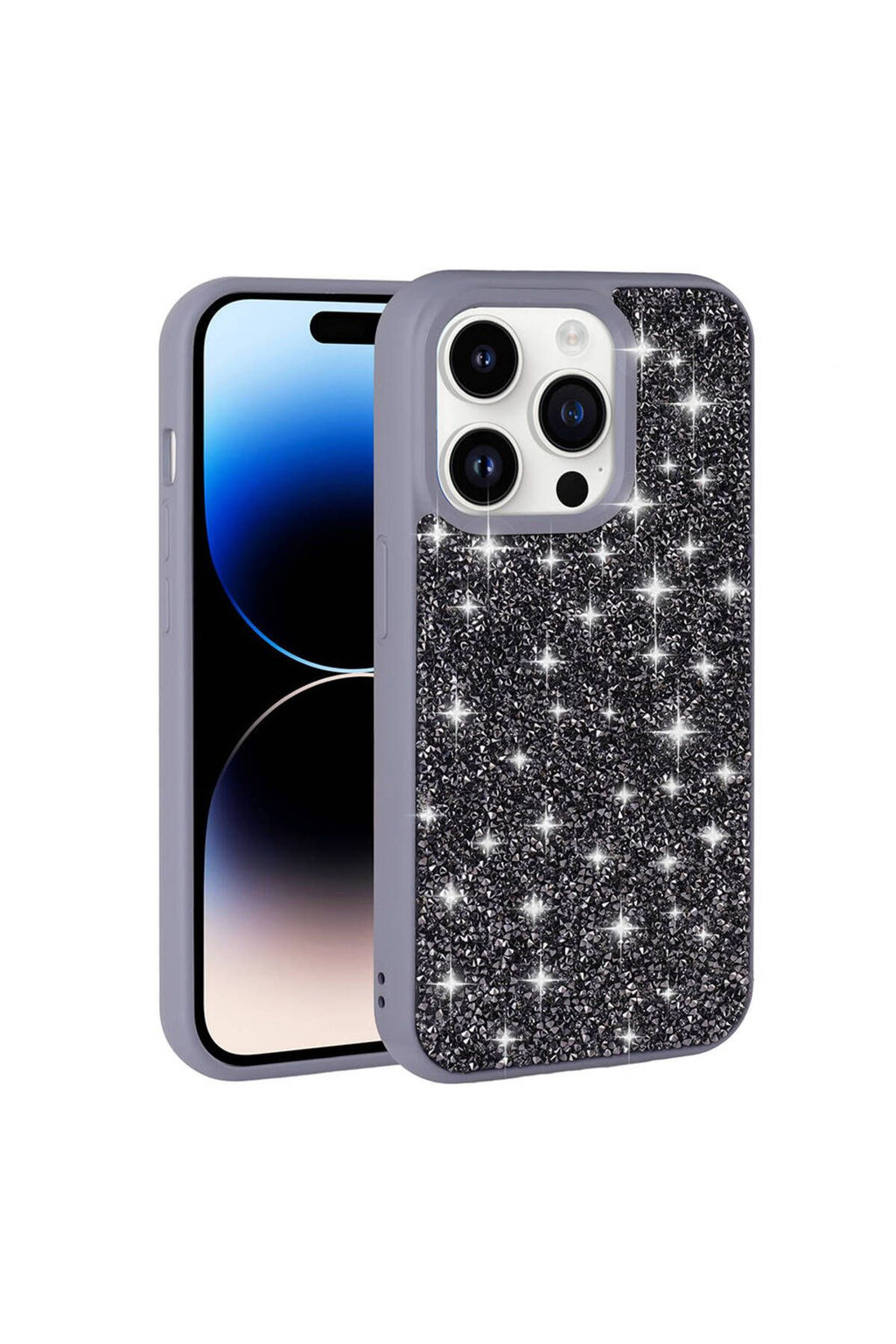 iPhone 14 Pro Uyumlu Parlak Taşlı Tasarım Pırlanta Zore Kılıf-Pembe