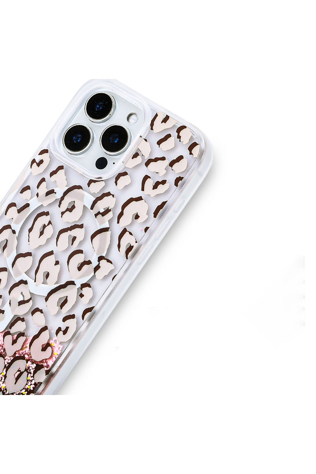 iPhone 16 Pro Max Uyumlu Kılıf Sıvılı Simli Baskılı Şeffaf Arka Yüzey Zore Mossa Silikon Kapak-Sarı