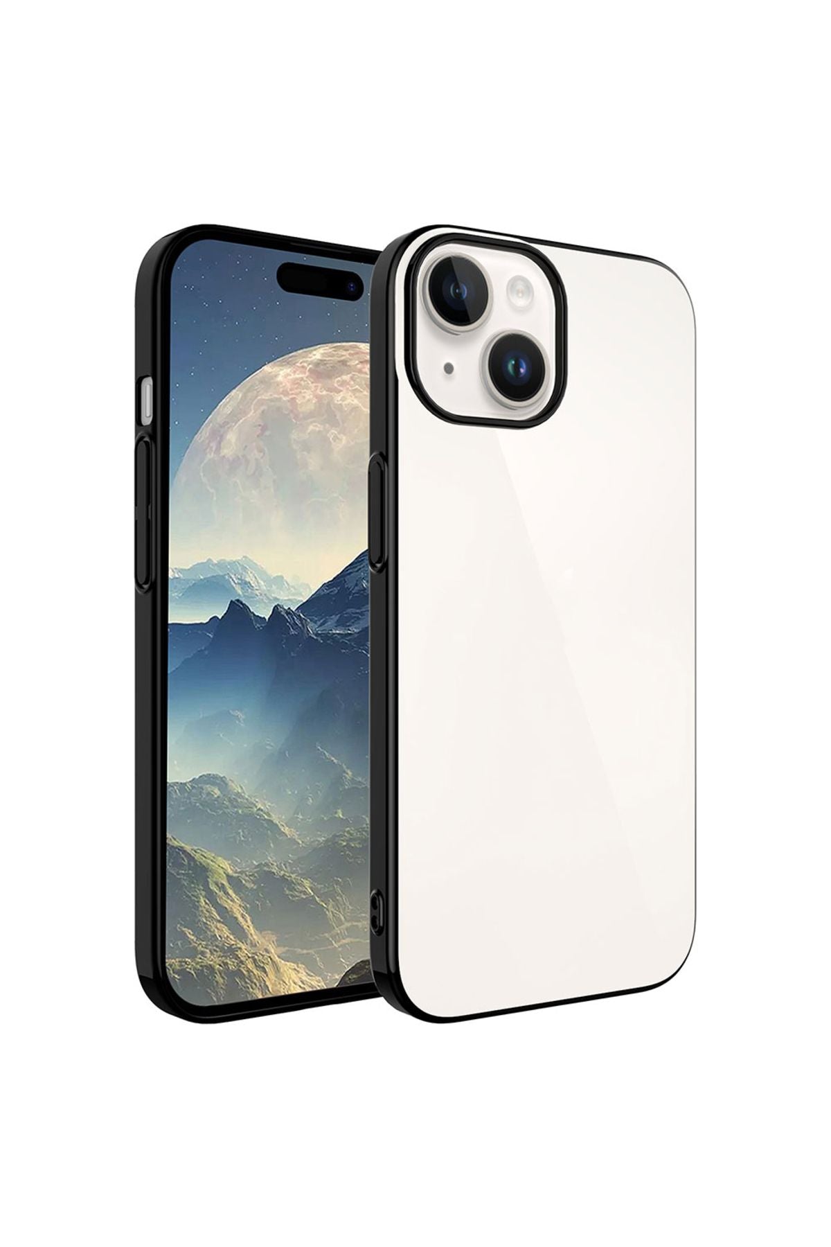 iPhone 15 Plus Uyumlu Sert PC Renkli Çerçeveli CSK Zore Riksos Kılıf-Siyah