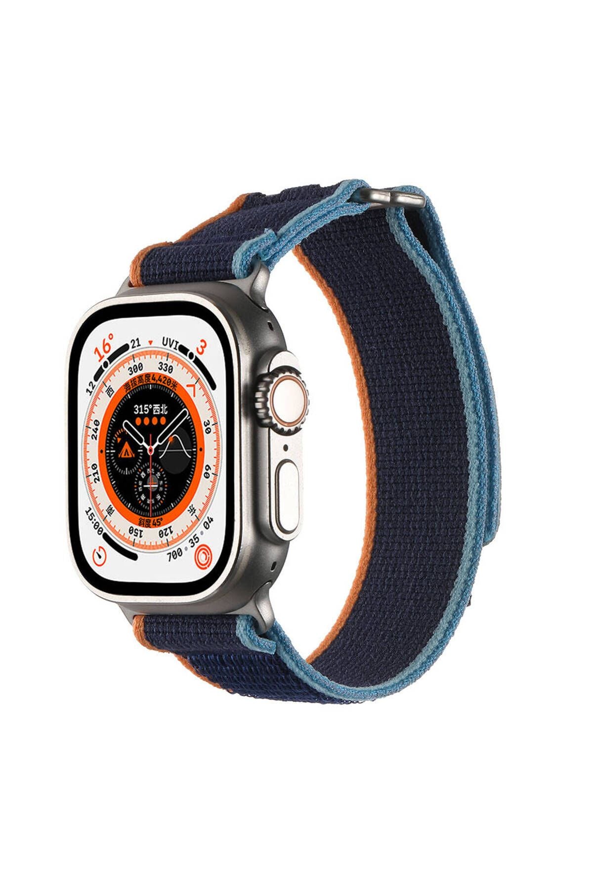 Apple Watch Ultra 49mm Hasır Kordon Zore KRD-106 Strap Kayış-Siyah-Gri
