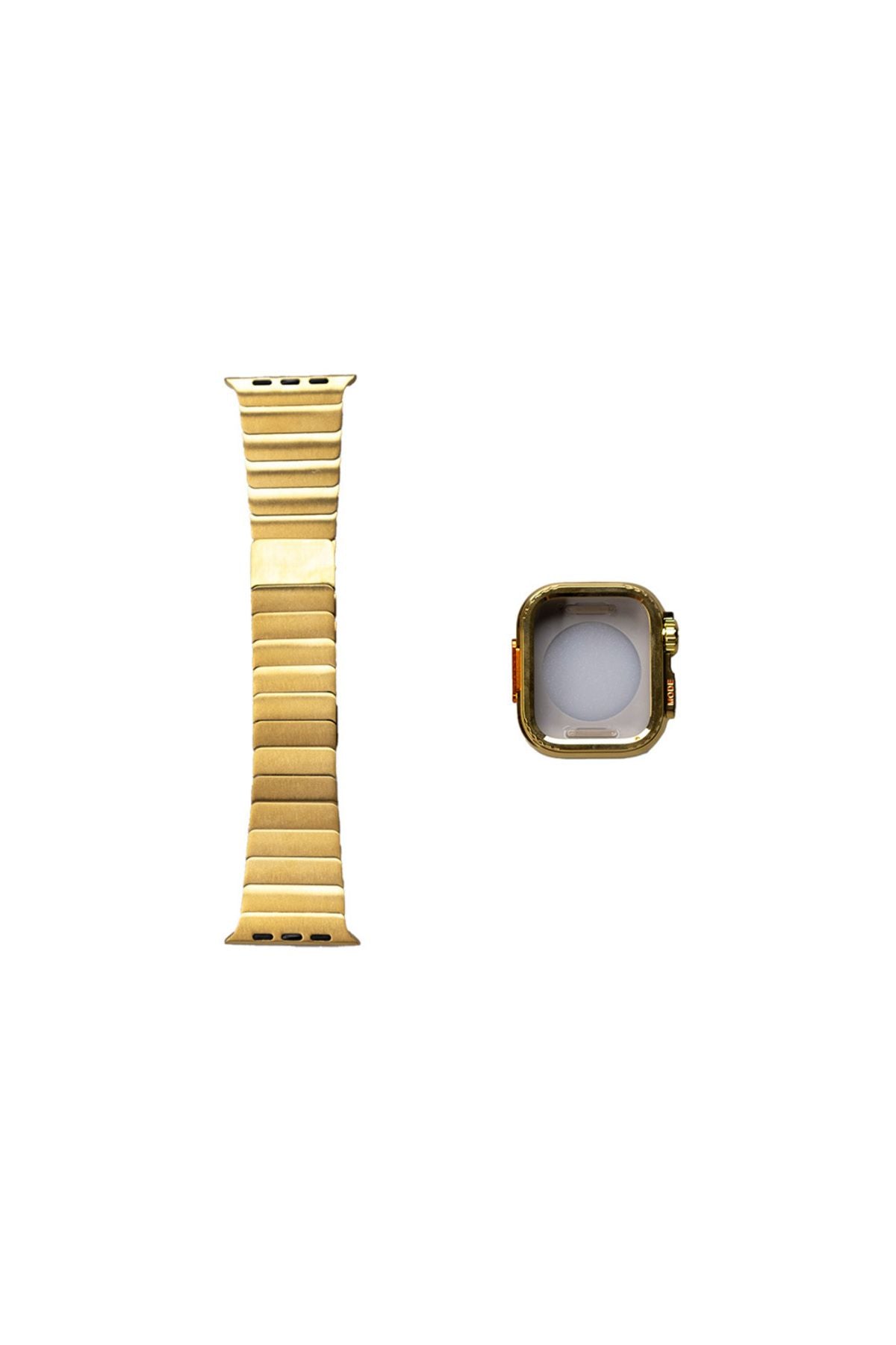 Watch Ultra 49mm Uyumlu Zore KRD-126 Sert Kasa Koruyuculu Metal Kordon-Gümüş