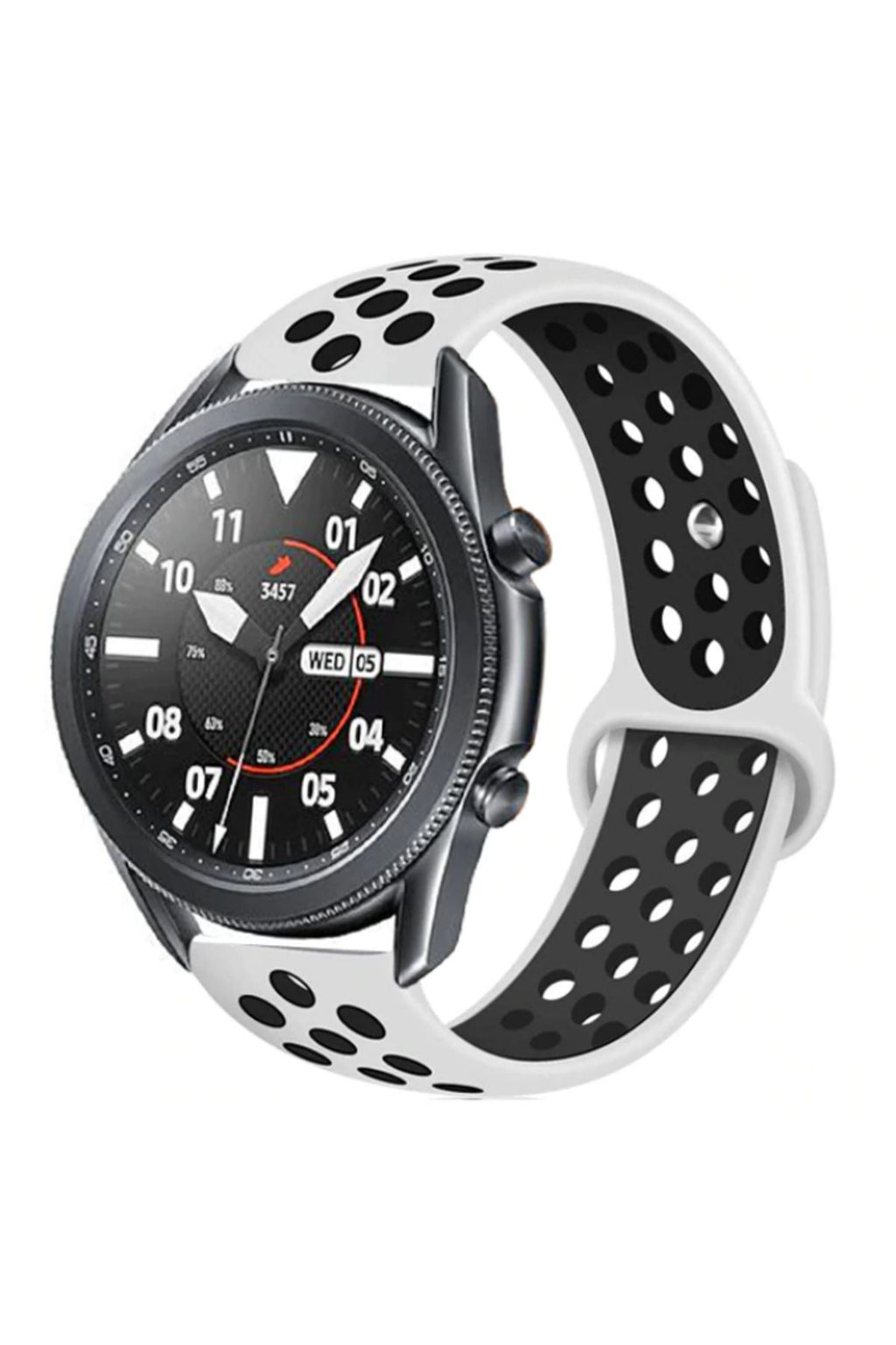 Galaxy Watch 46mm (22mm) KRD-02 Uyumlu Zore Kordon Beyaz-Siyah