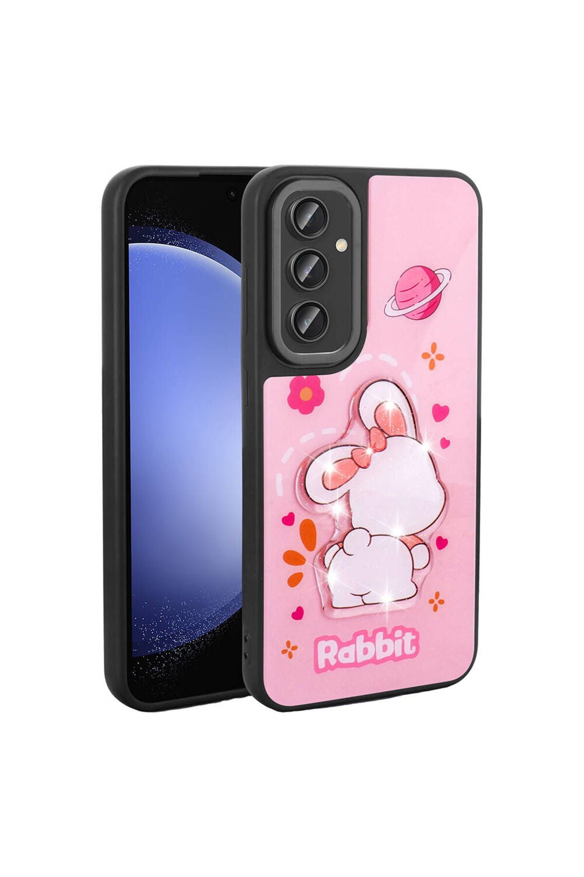 Galaxy S24 Plus Kılıf Parlayan Kabartmalı İkonik Figürlü Zore Amas Silikon Kapak - Pembe