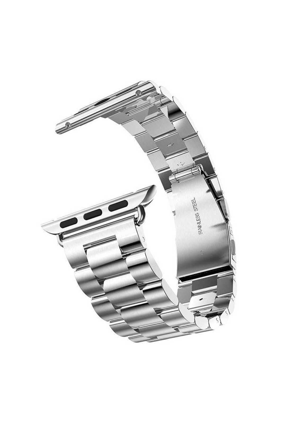 Watch Ultra 49mm Kordon Uyumlu KRD-04 Metal Strap Kayış CLO- Gümüş