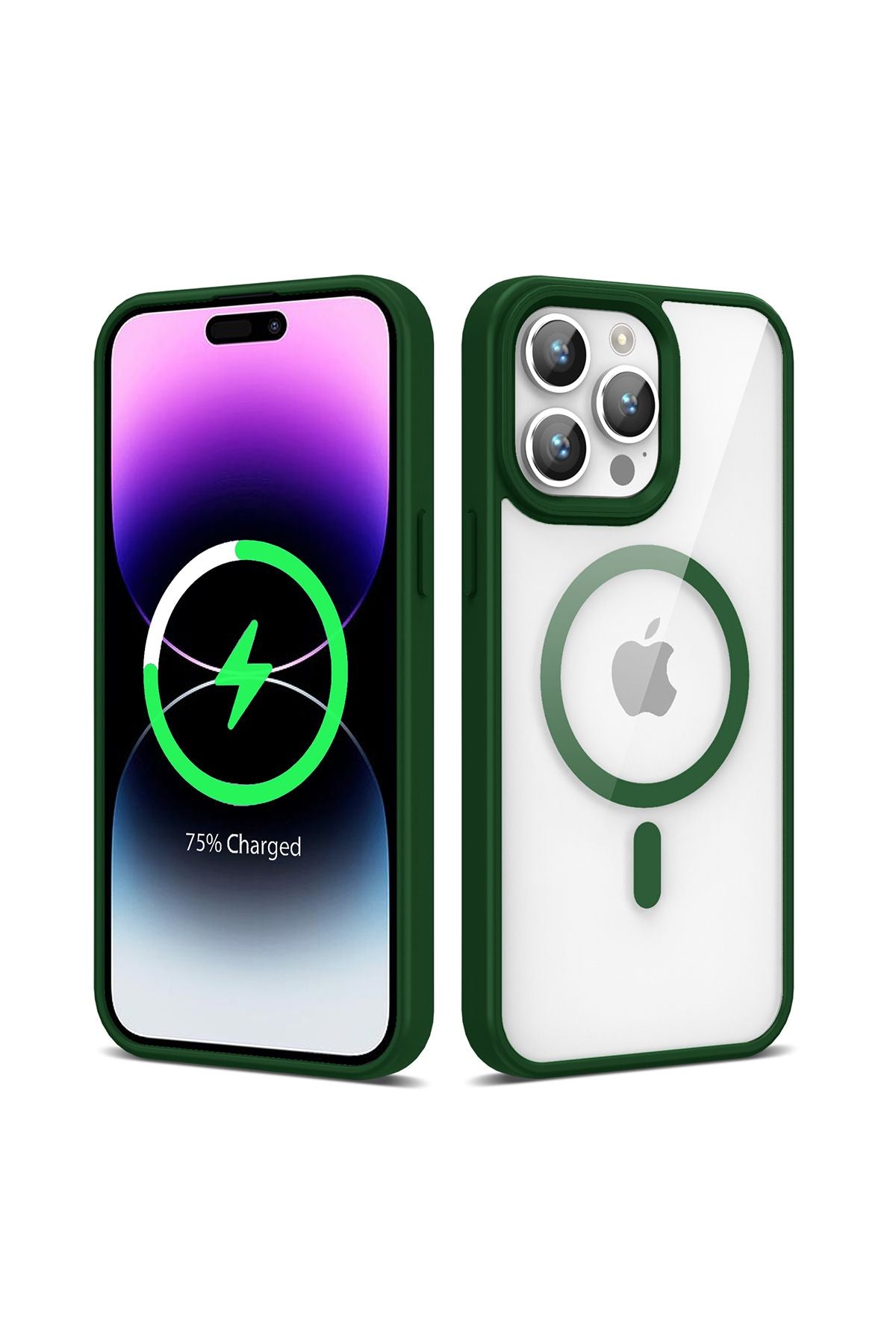 iPhone 14 Pro Uyumlu Magsafe Wireless Şarj Özellikli Silikon Zore Ege Kılıf-Koyu Yeşil