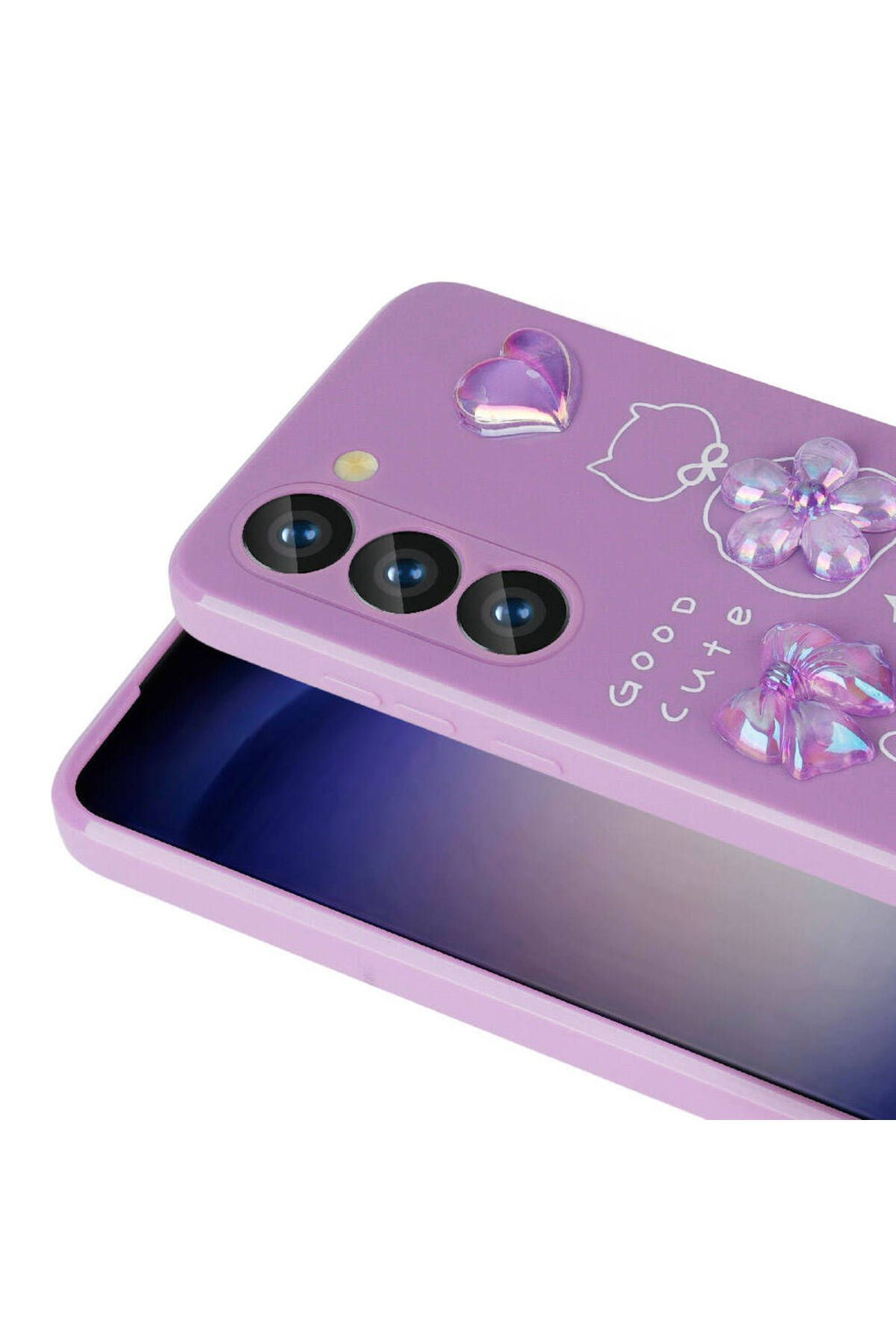 Galaxy S23 Uyumlu Kabartma Figürlü Parlak Zore Toys Silikon Kılıf-Mor