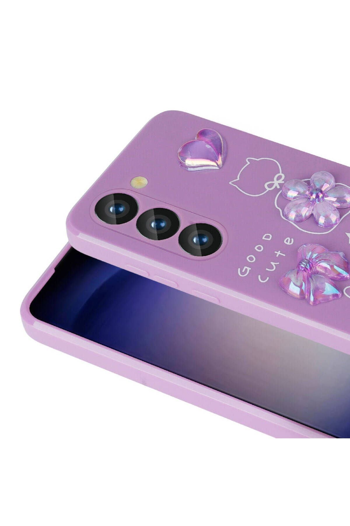 Galaxy S23 Uyumlu Kabartma Figürlü Parlak Zore Toys Silikon Kılıf-Mor