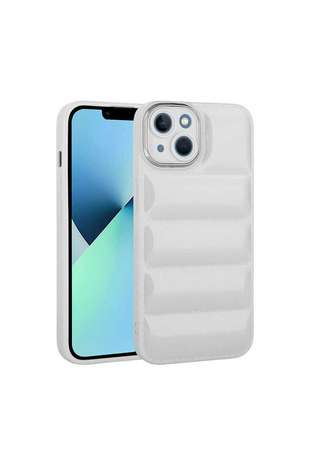 iPhone 14 Uyumlu Kamera Korumalı Parlak AiHTTg'li Zore Galya Kılıf-Beyaz