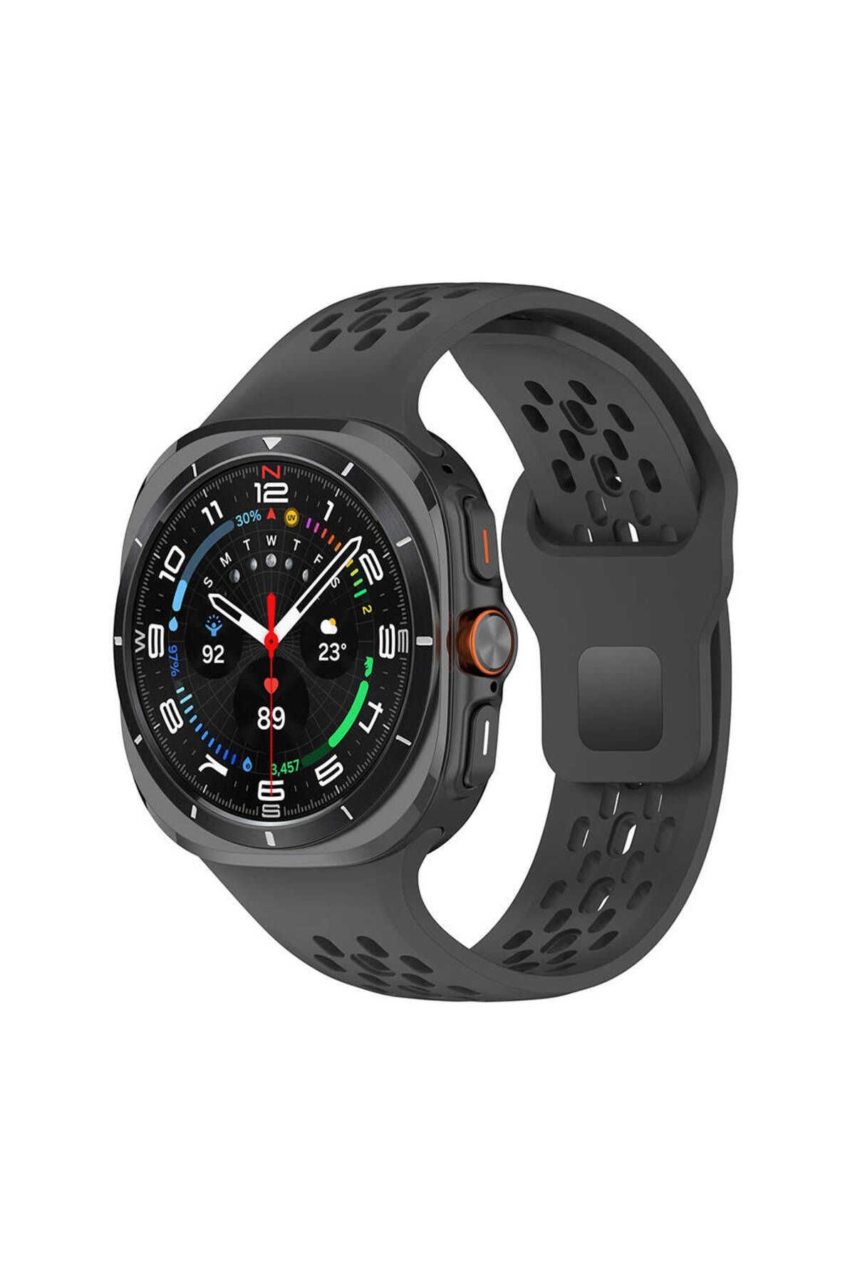 Galaxy Watch Ultra 47mm Zore KRD-119 Delikli Tasarım Silikon Kordon-Derin Yeşil