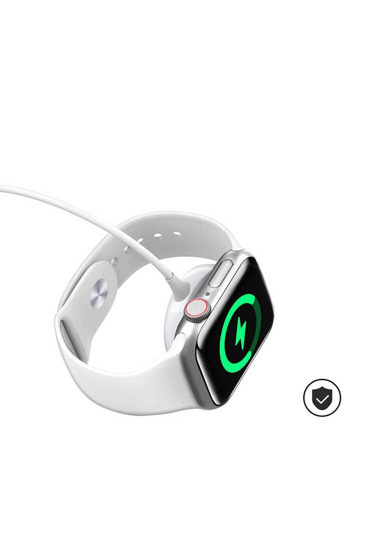 Beyaz Akıllı Saat Wireless Uyumlu  To Lightning Type-C Şarj Kablosu 1.2m-Zore